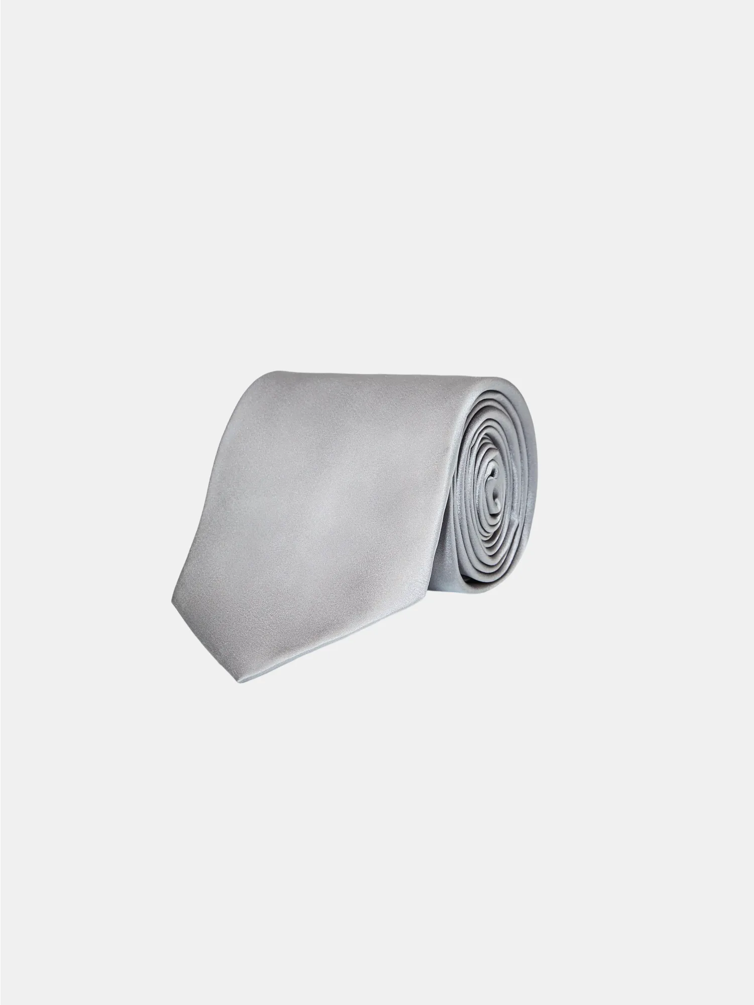 Light Gray Plain Satin Silk Tie - CHARIOT