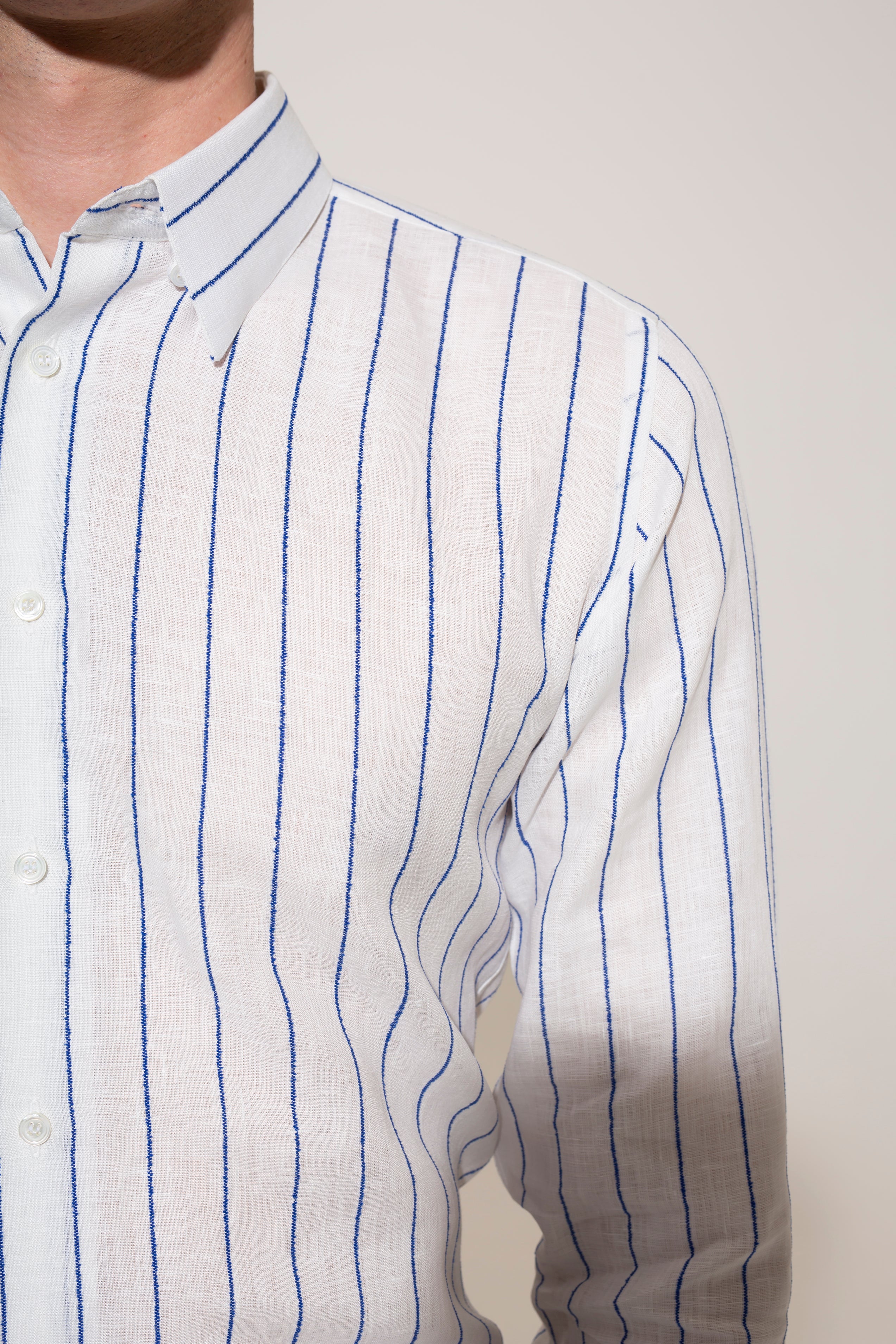 Wide Stripes Linen Shirt - CHARIOT