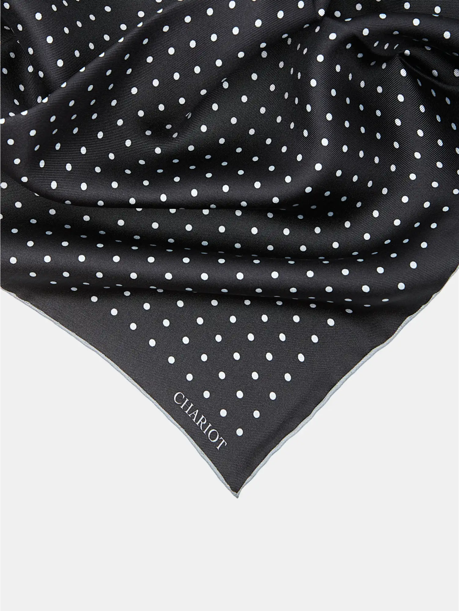 BLACK SPOT SILK POCKET SQUARE - CHARIOT
