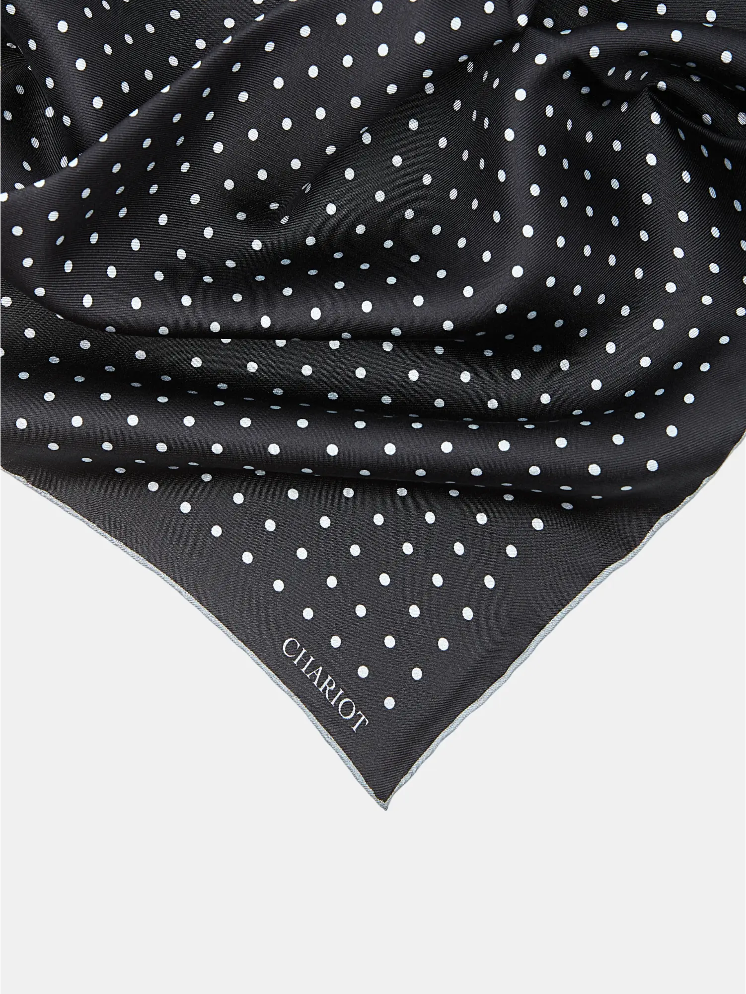 BLACK SPOT SILK POCKET SQUARE - CHARIOT