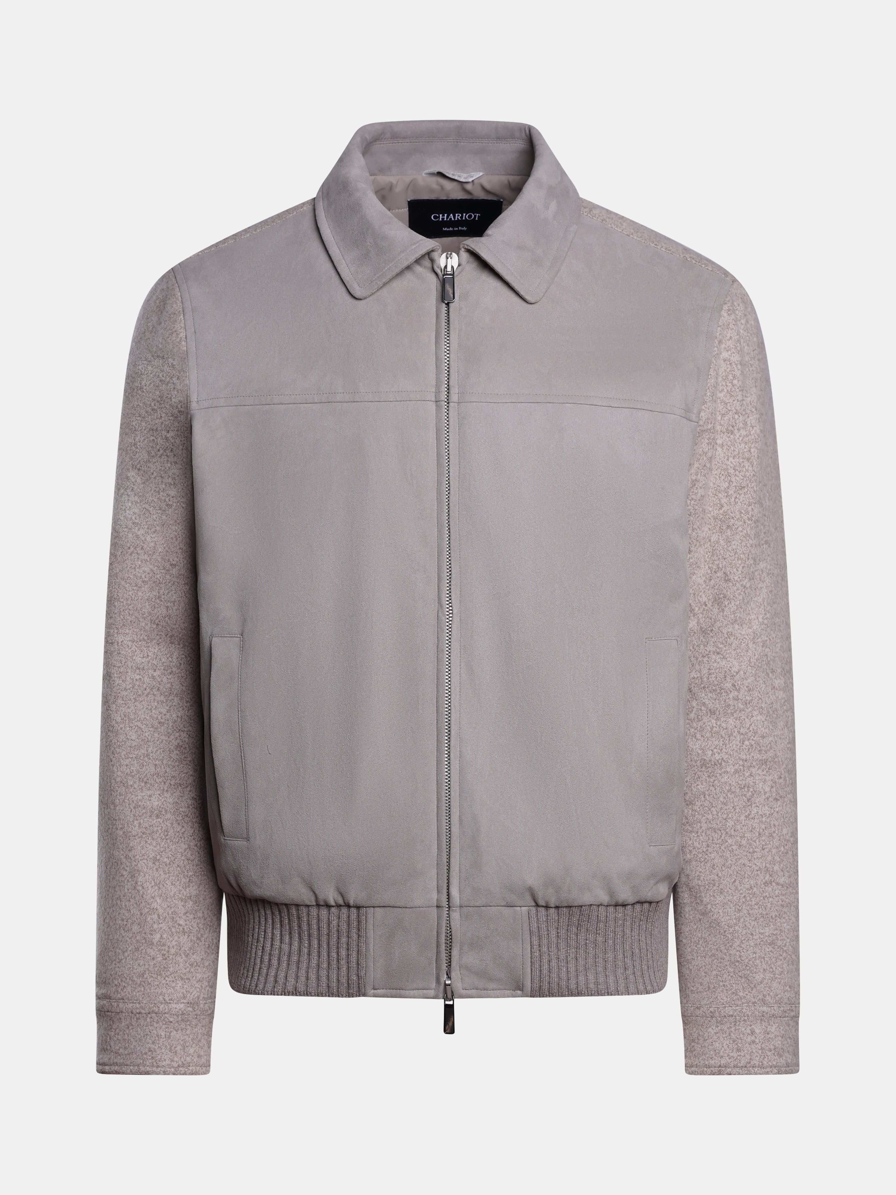 Wool-Cotton Bomber Jacket Beige