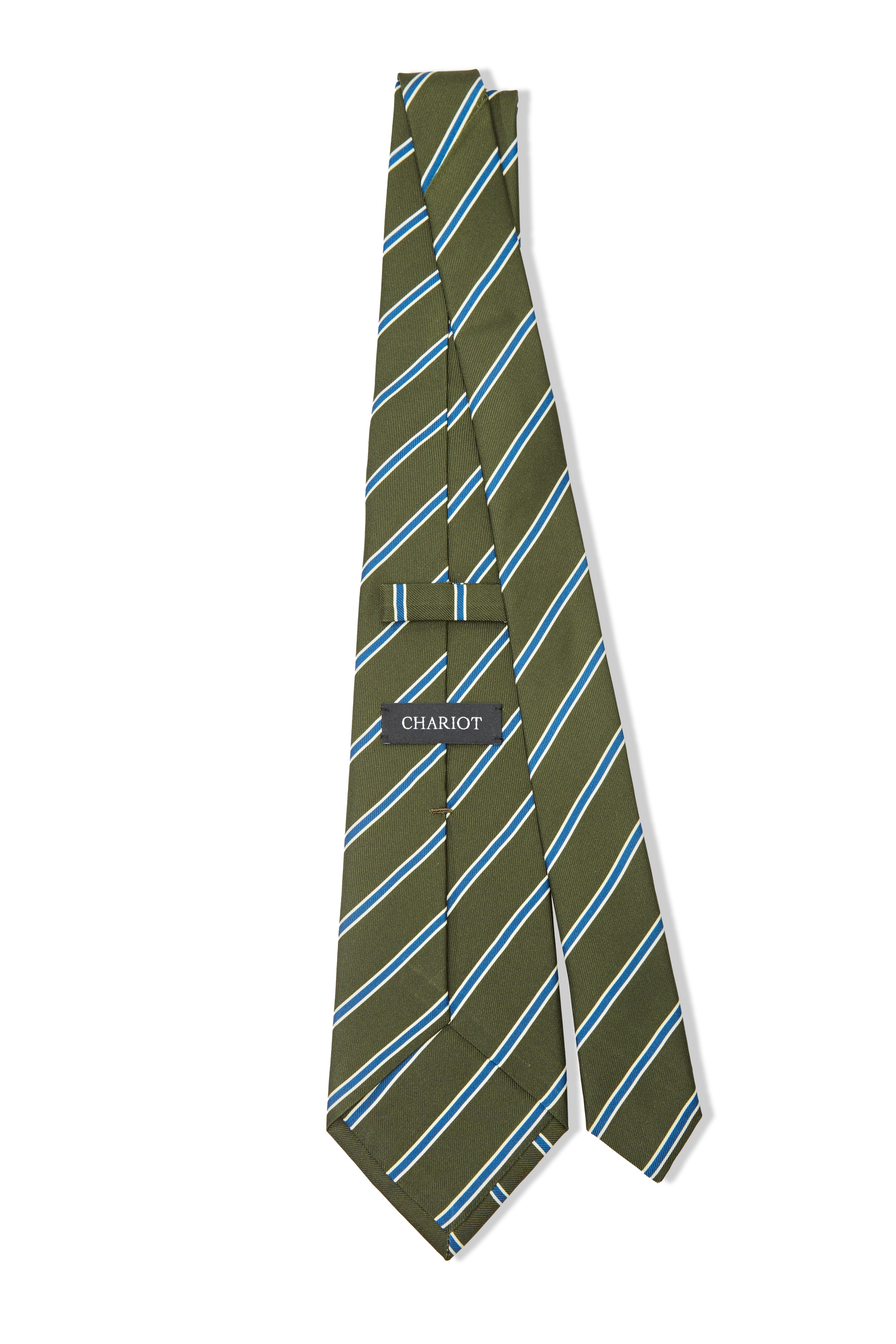 GREEN AND BLUE STRIPE SILK TIE