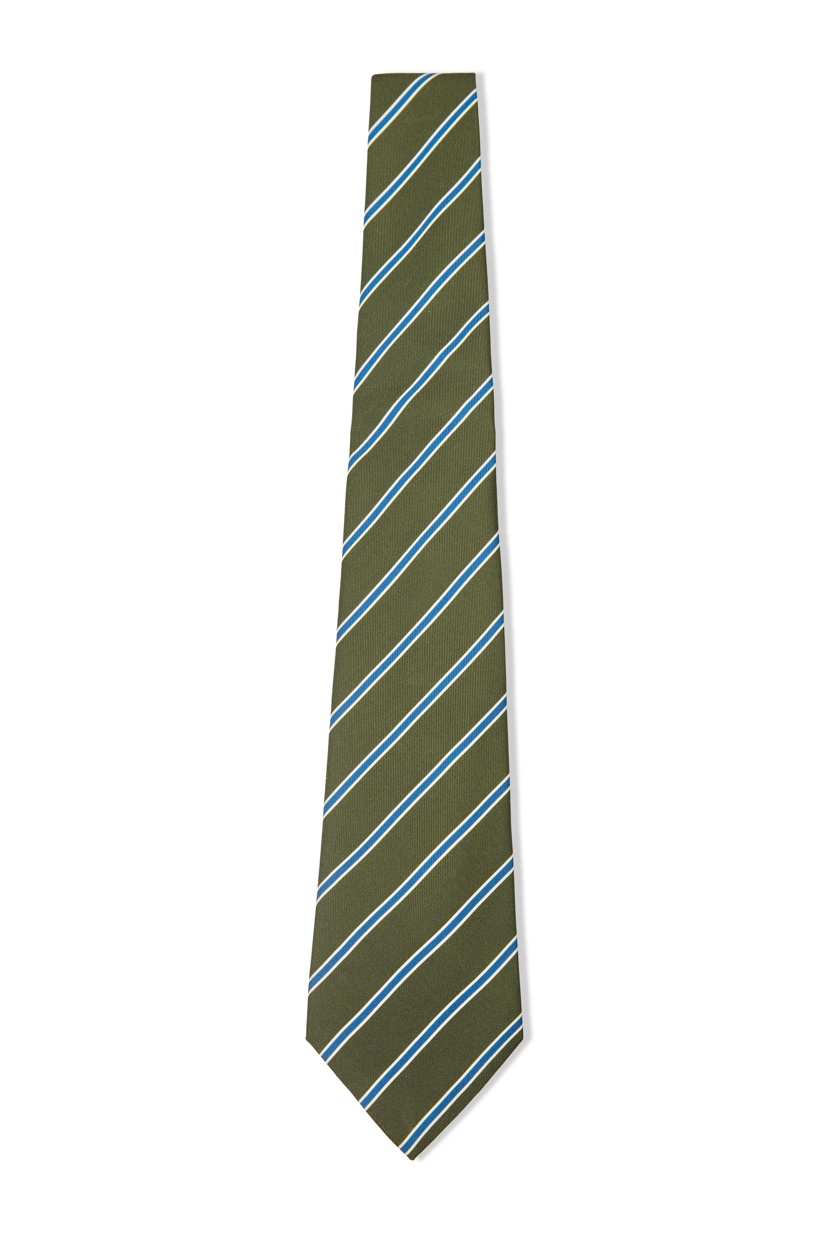 GREEN AND BLUE STRIPE SILK TIE