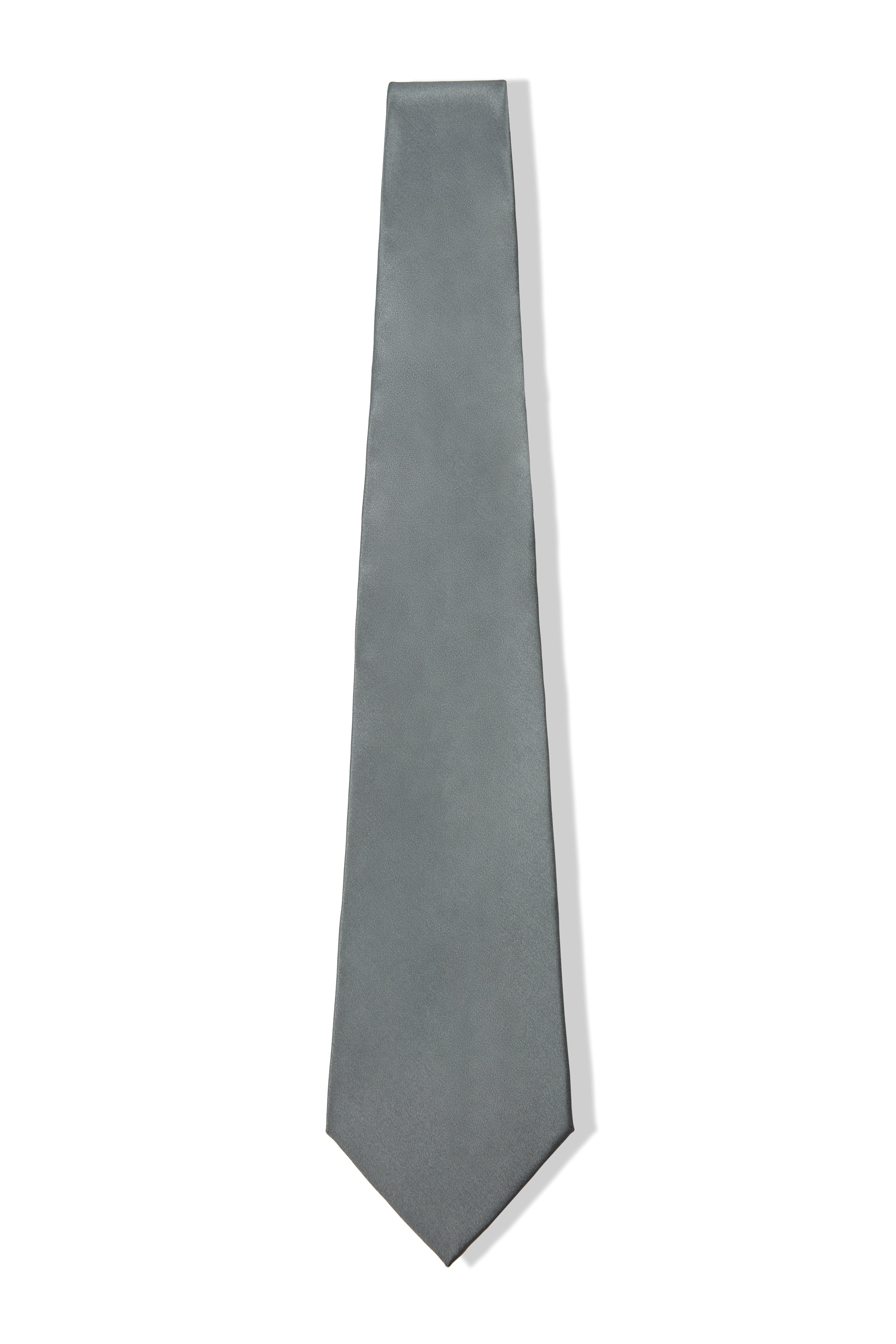 GRAY PLAIN SATIN SILK TIE