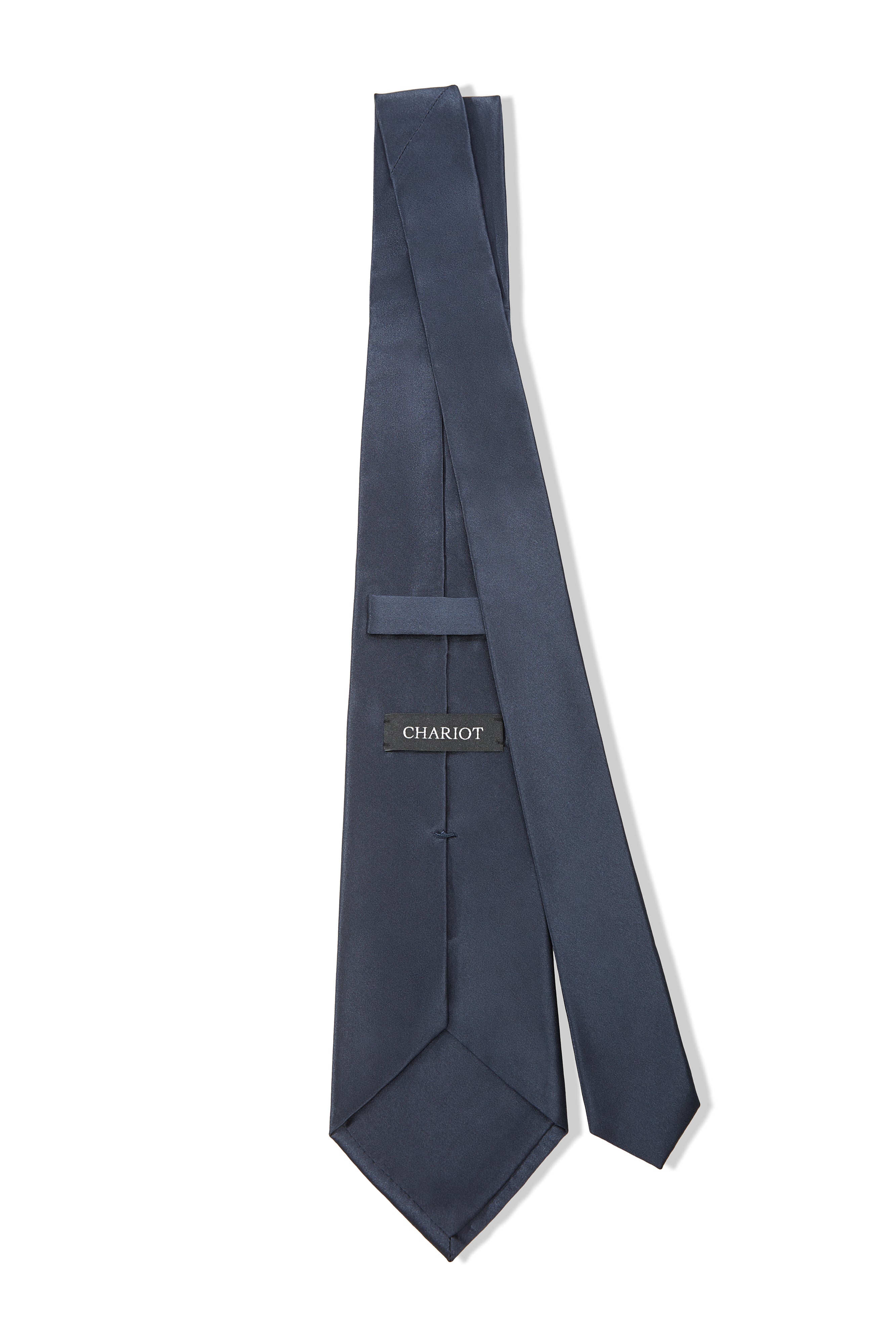 NAVY PLAIN SATIN SILK TIE