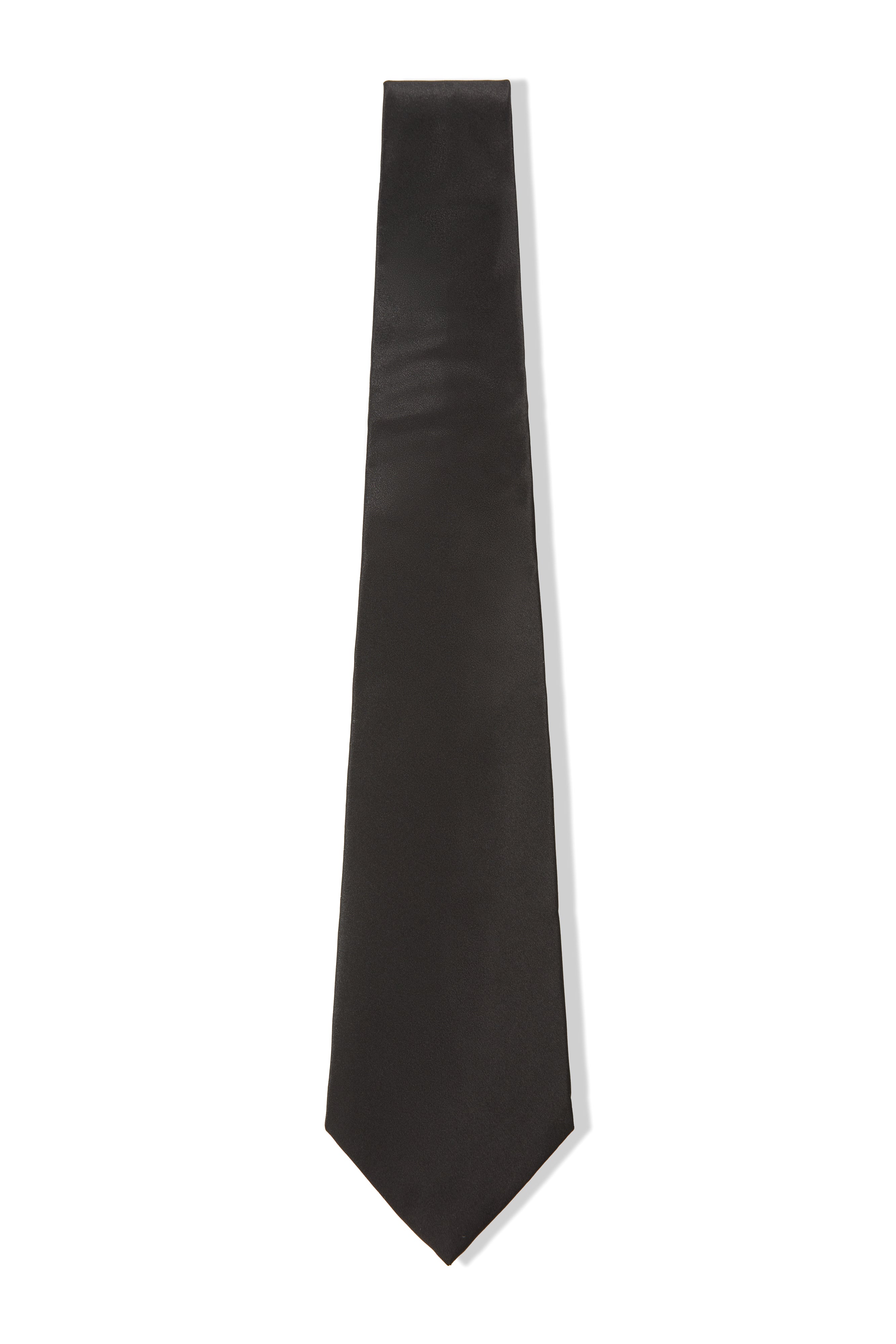 BLACK PLAIN SATIN SILK TIE