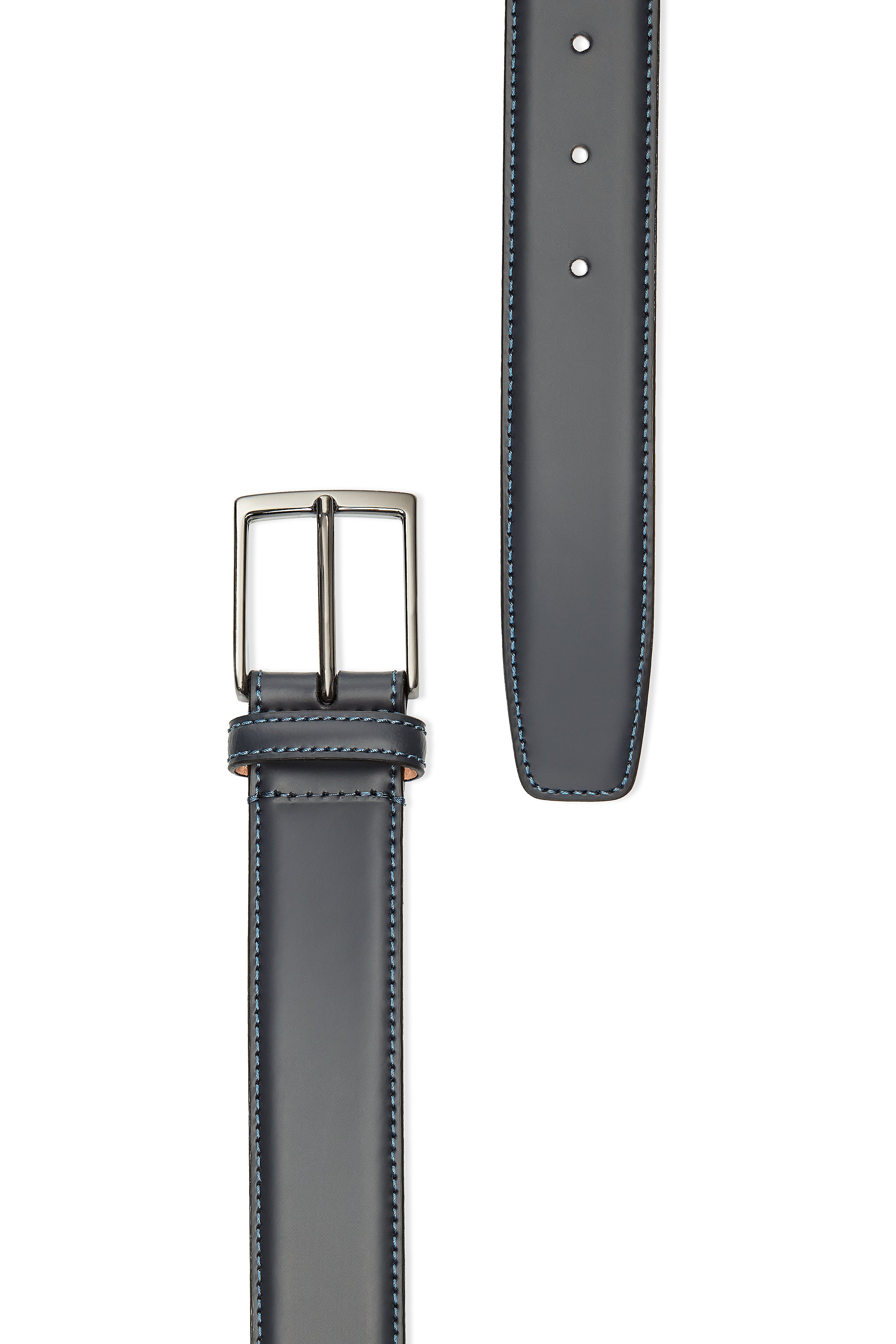 NAVY STITCHES LEATHER BELT - CHARIOT