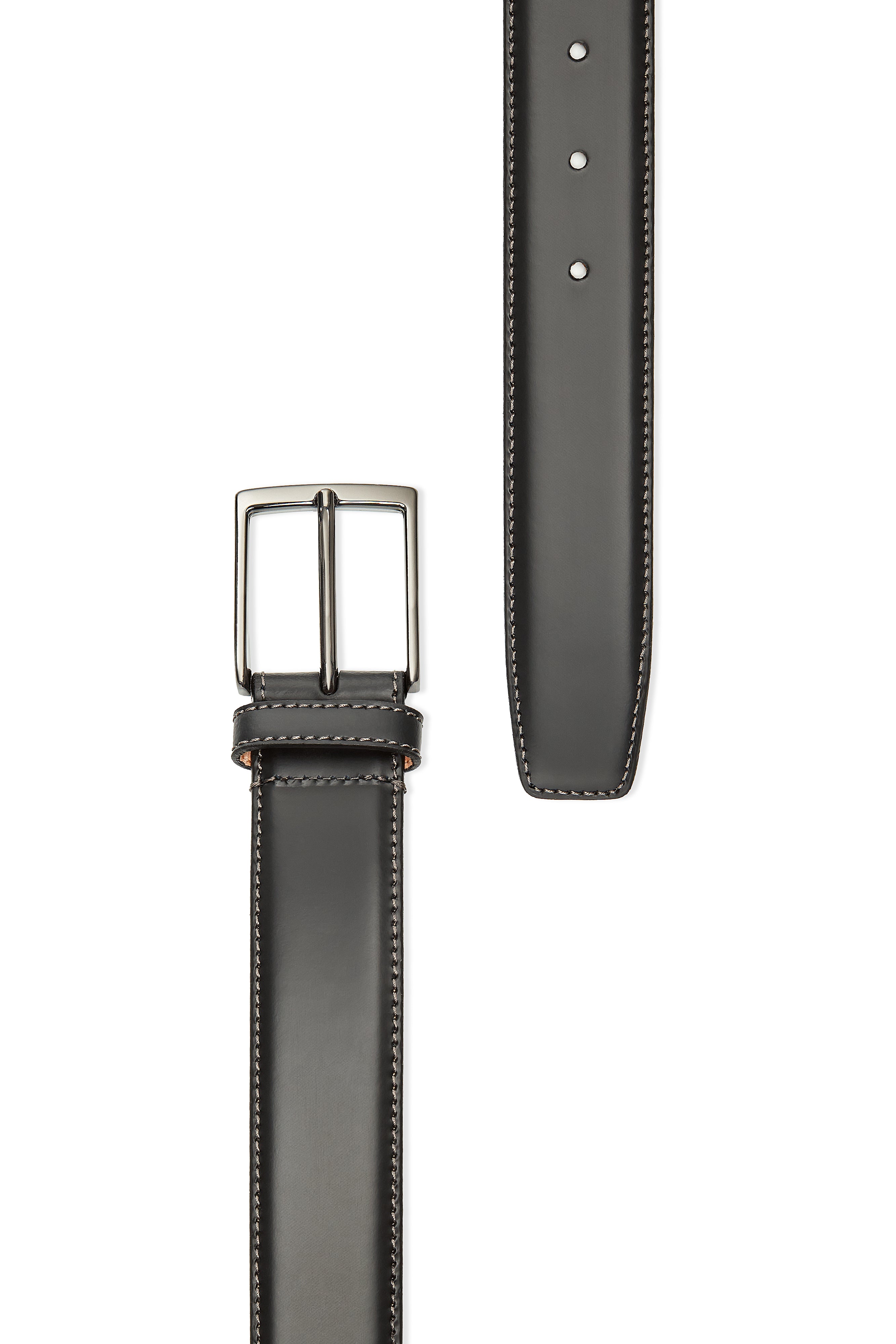 BLACK STITCHES LEATHER BELT - CHARIOT