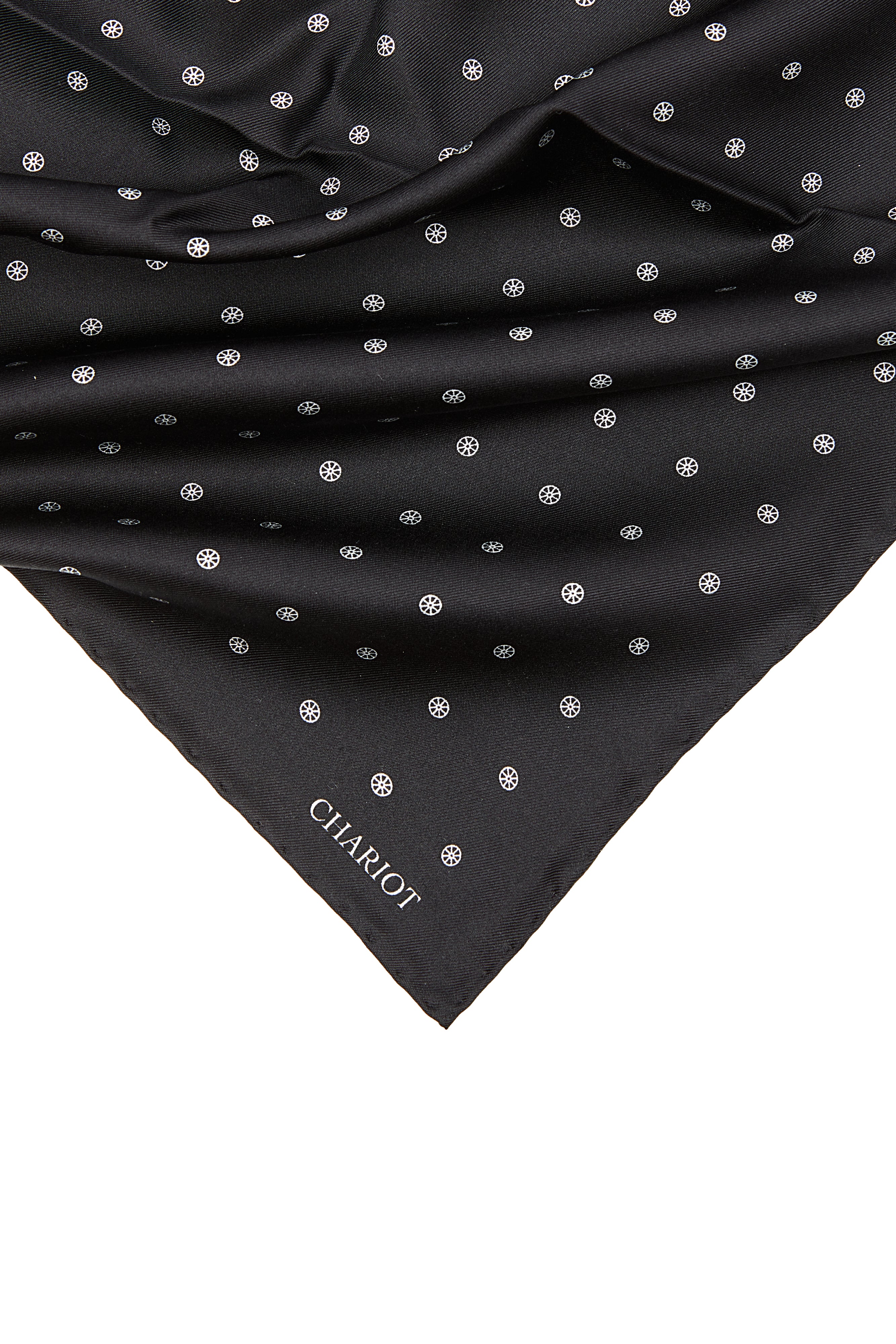 BLACK WHEEL POCKET SQUARE - CHARIOT