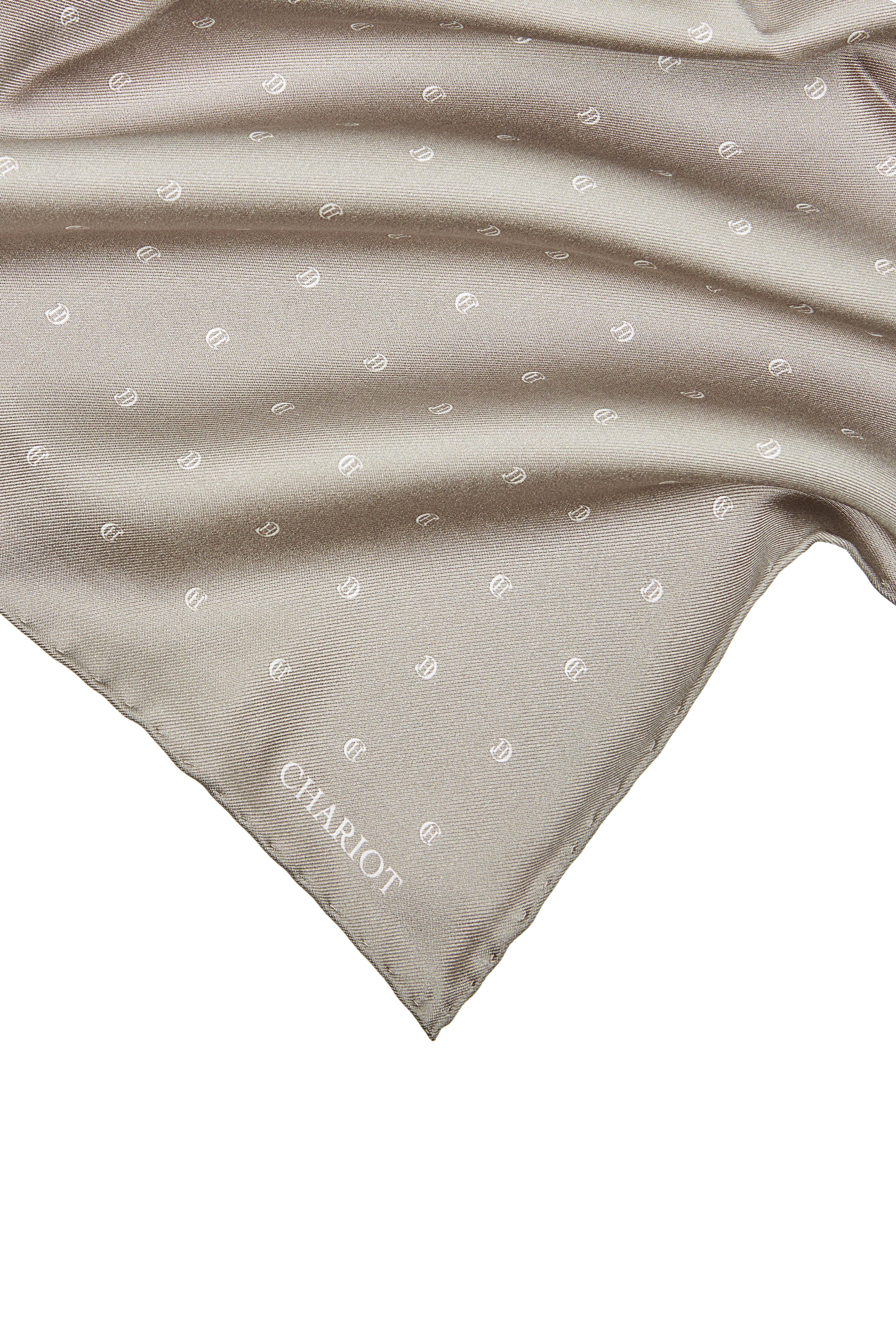 BEIGE MONOGRAM SILK POCKET SQUARE