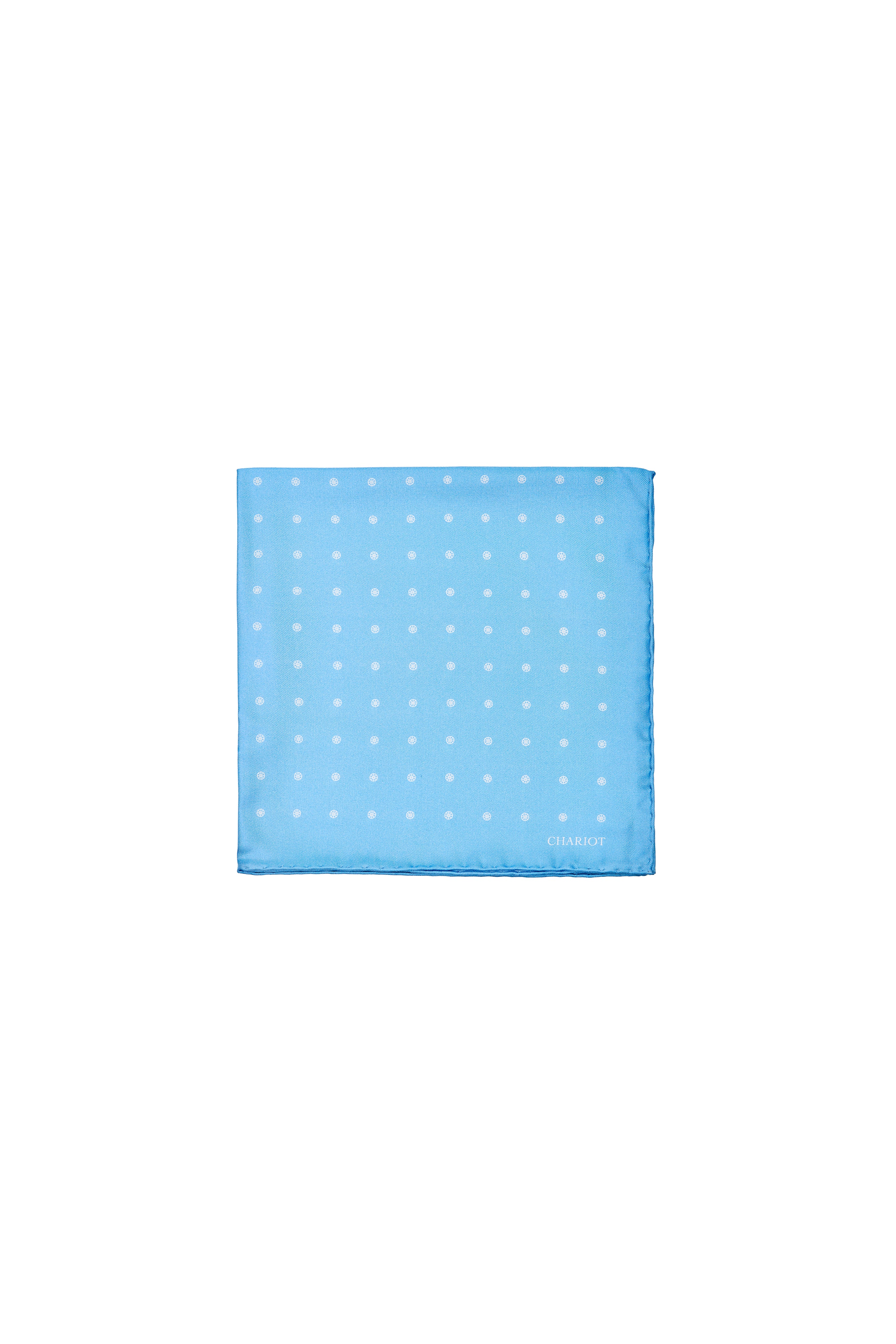 LIGHT BLUE WHEEL SILK POCKET SQUARE