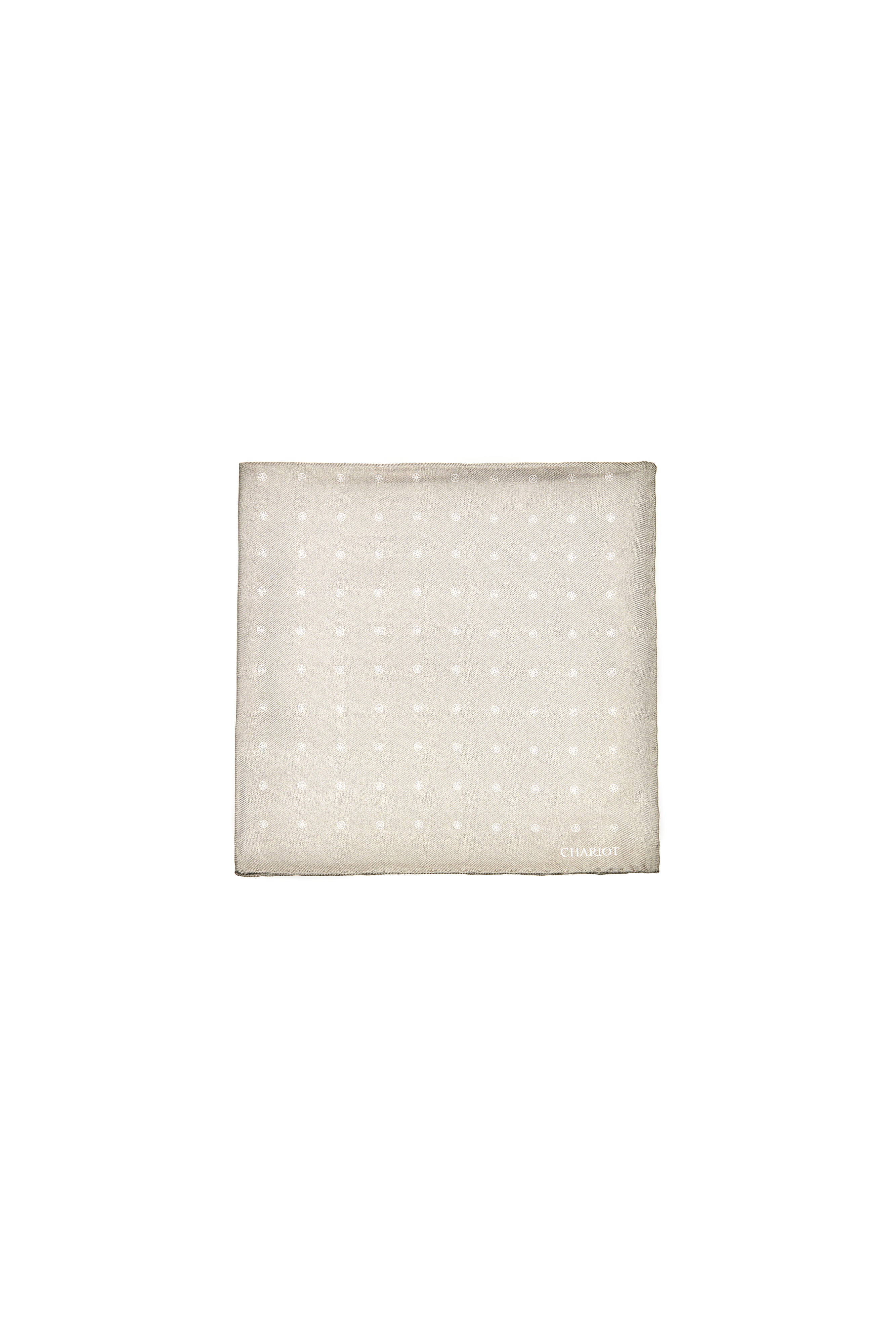 BEIGE WHEEL SILK POCKET SQUARE