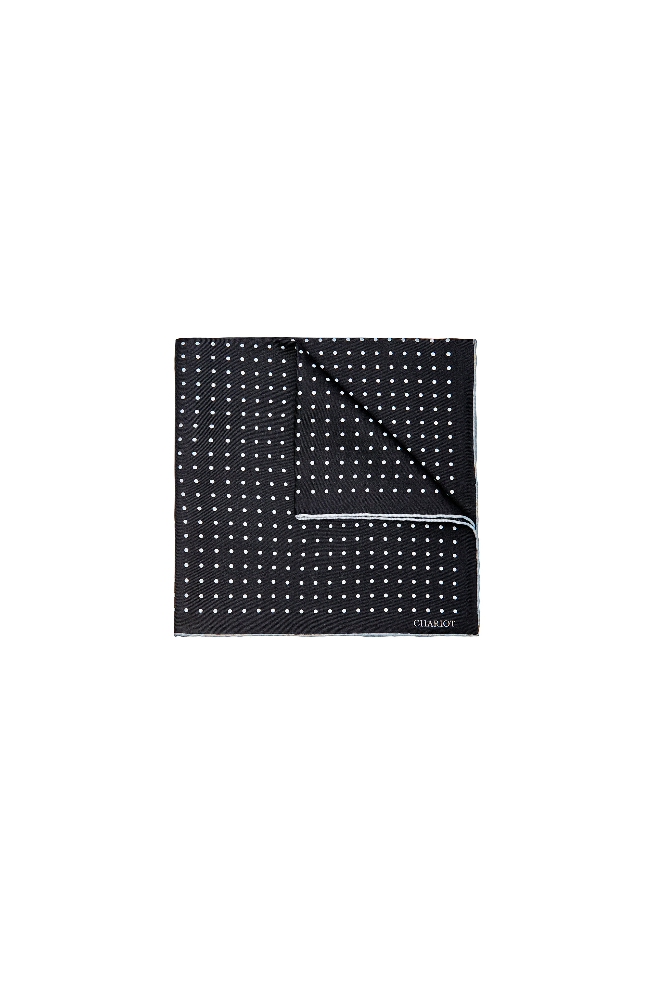 BLACK SPOT SILK POCKET SQUARE - CHARIOT