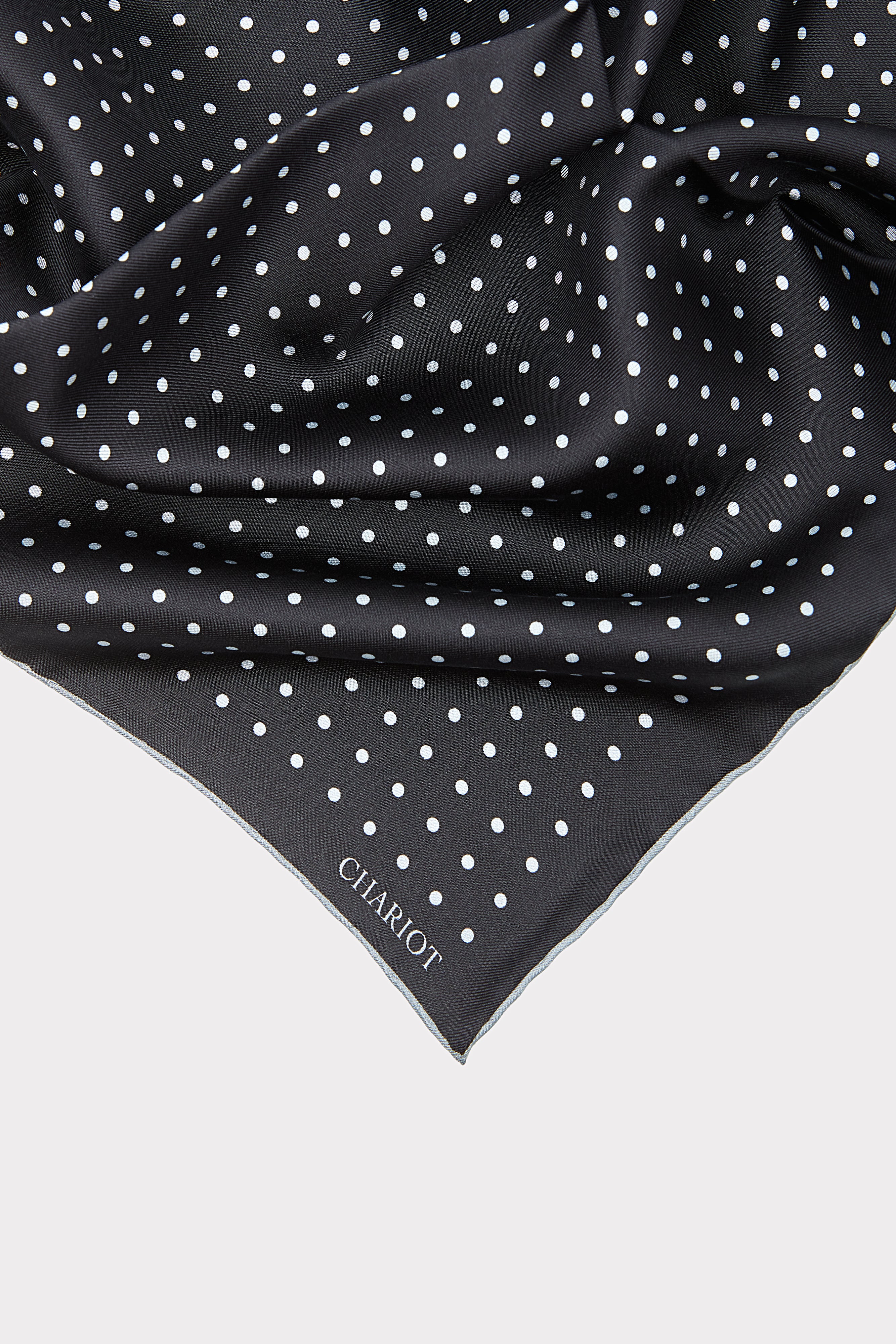 BLACK SPOT SILK POCKET SQUARE - CHARIOT