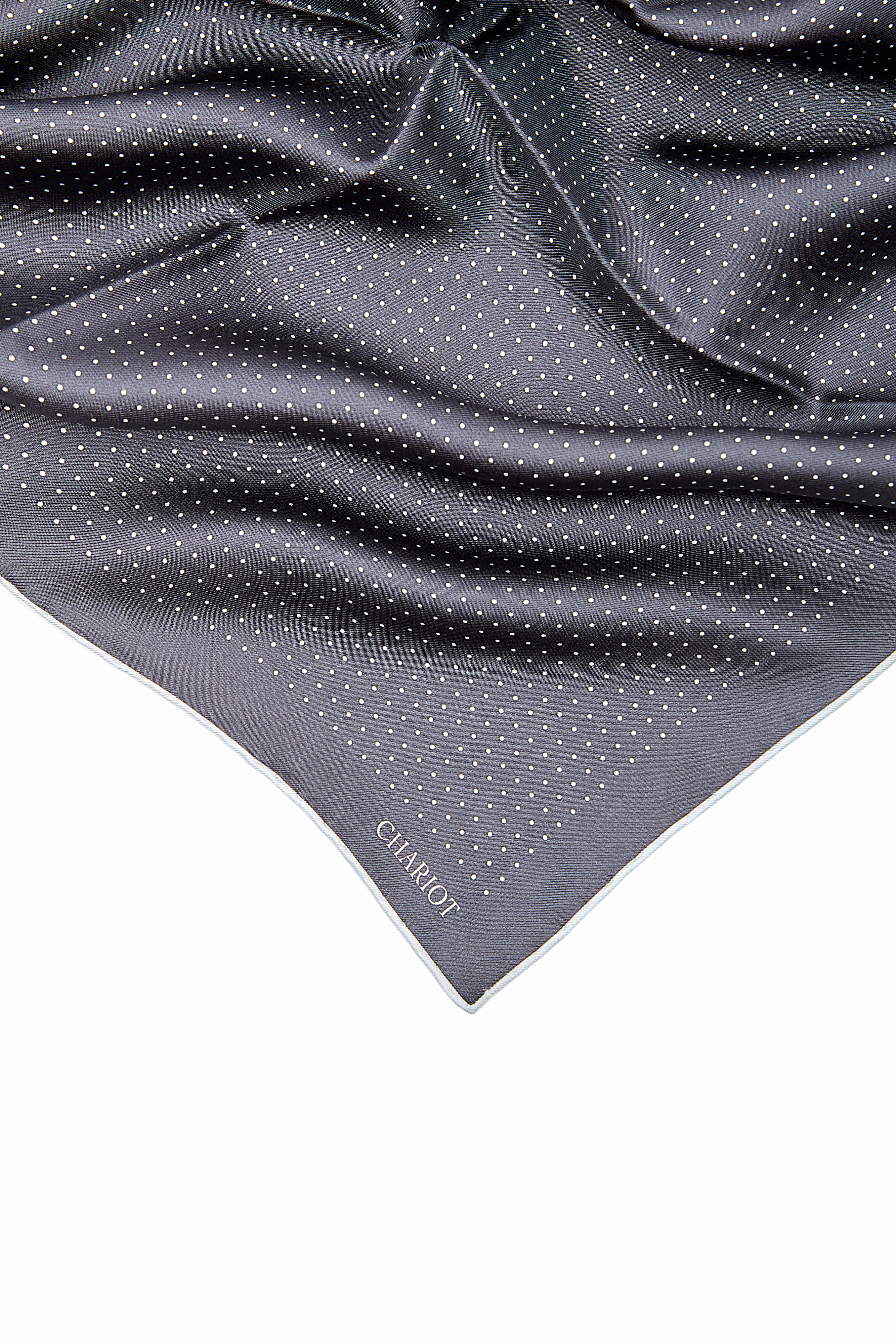 GRAY SPOT SILK POCKET SQUARE - CHARIOT