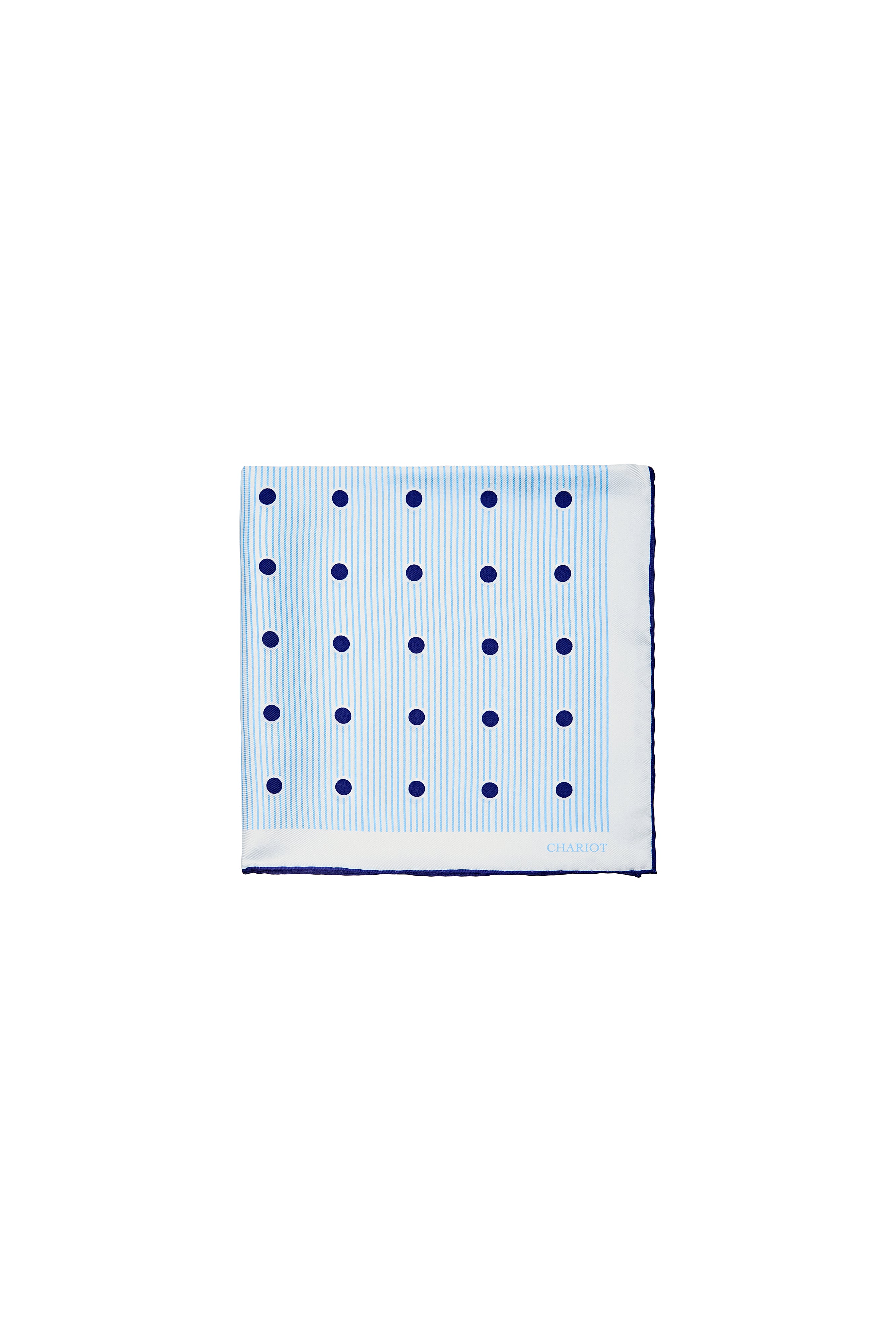 LIGHT BLUE STRIPE AND SPOT SILK POCKET SQUARE - CHARIOT