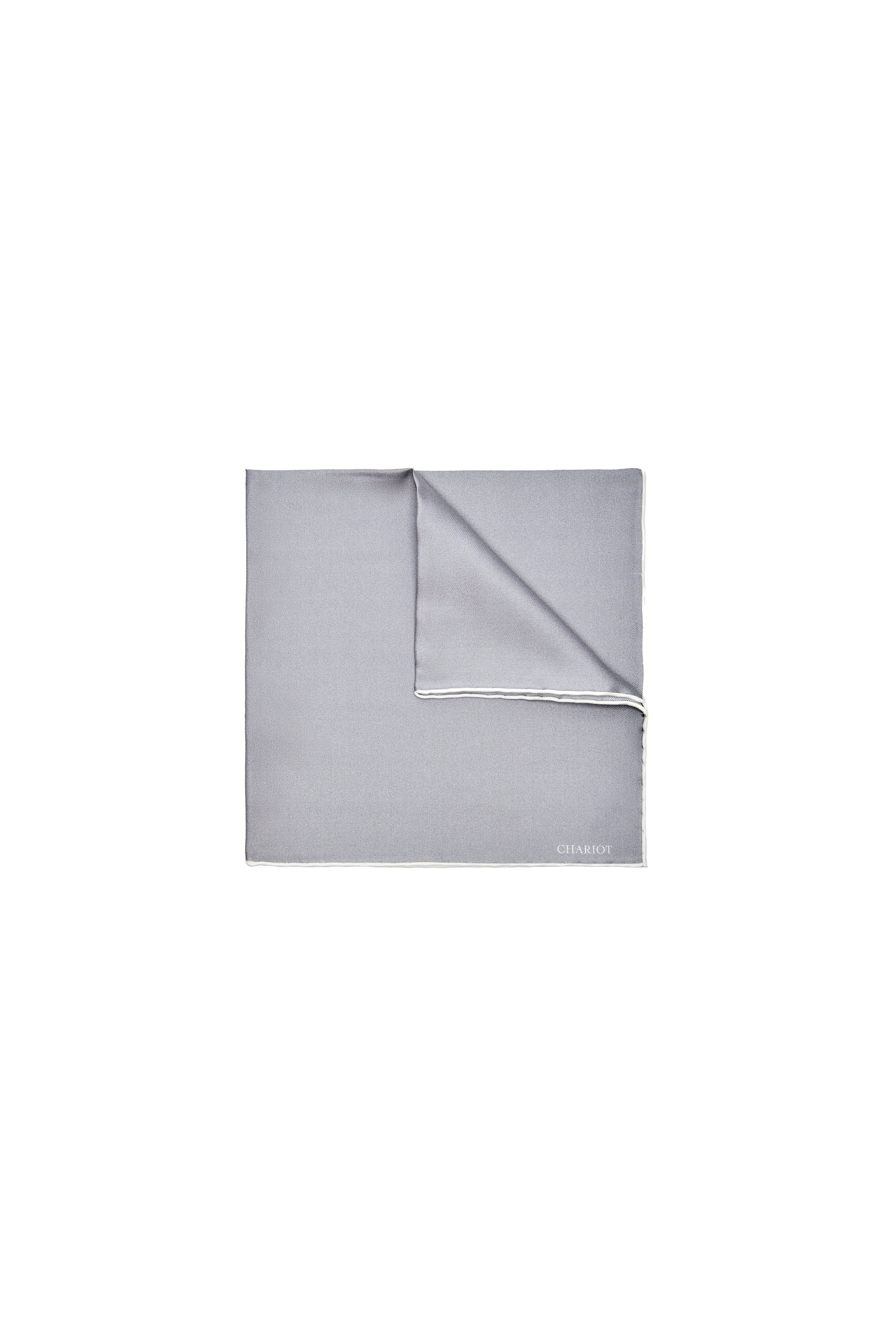 LIGHT GRAY SILK POCKET SQUARE - CHARIOT