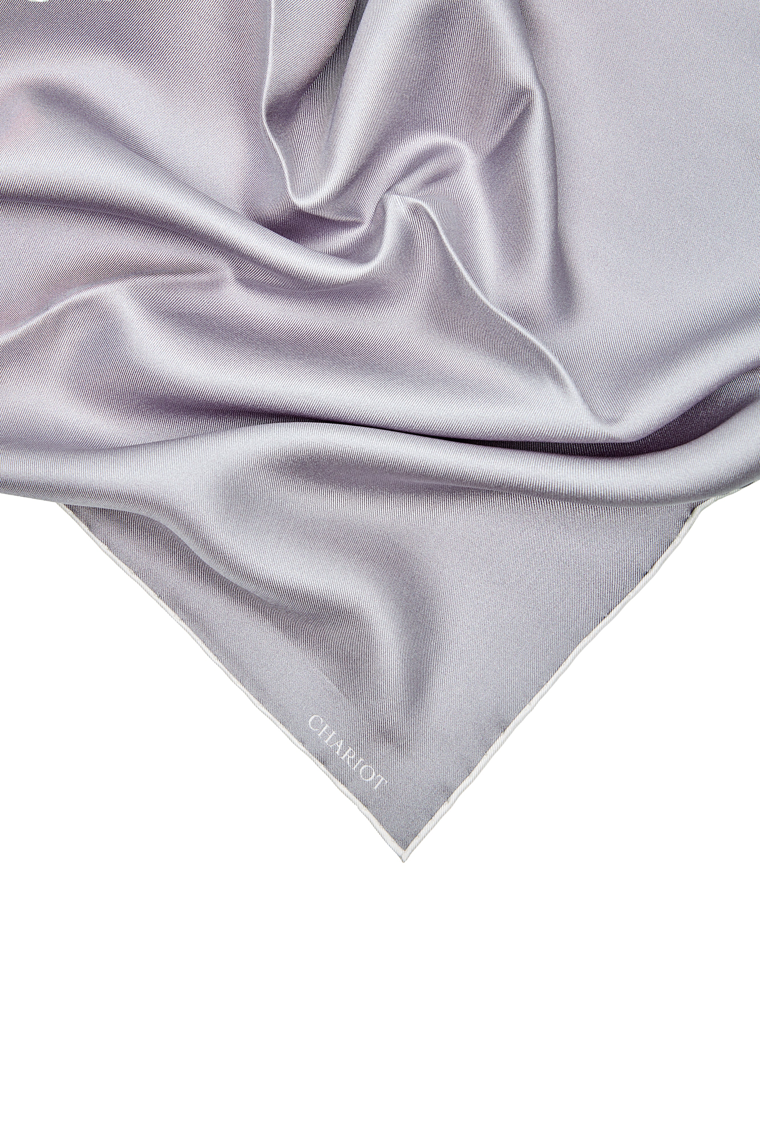 LIGHT GRAY SILK POCKET SQUARE - CHARIOT