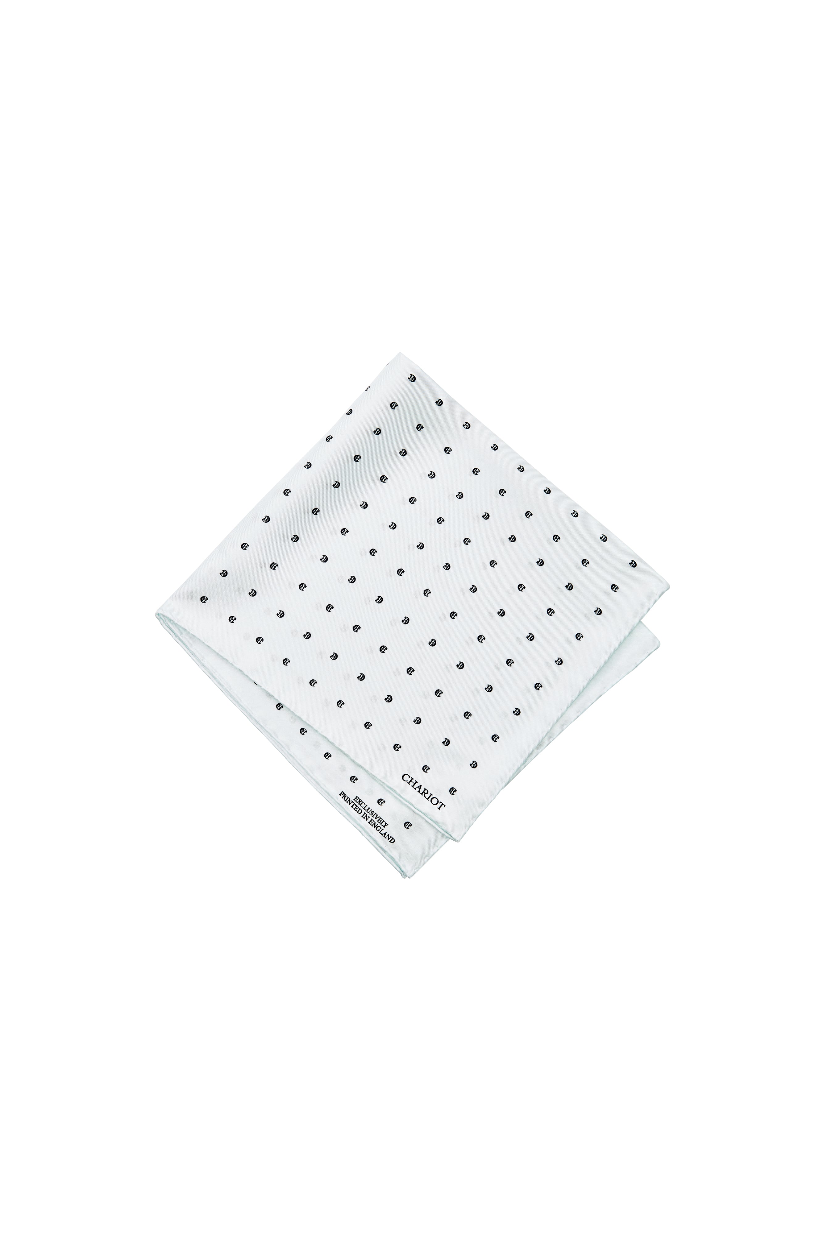 WHITE MONOGRAM SILK POCKET SQUARE