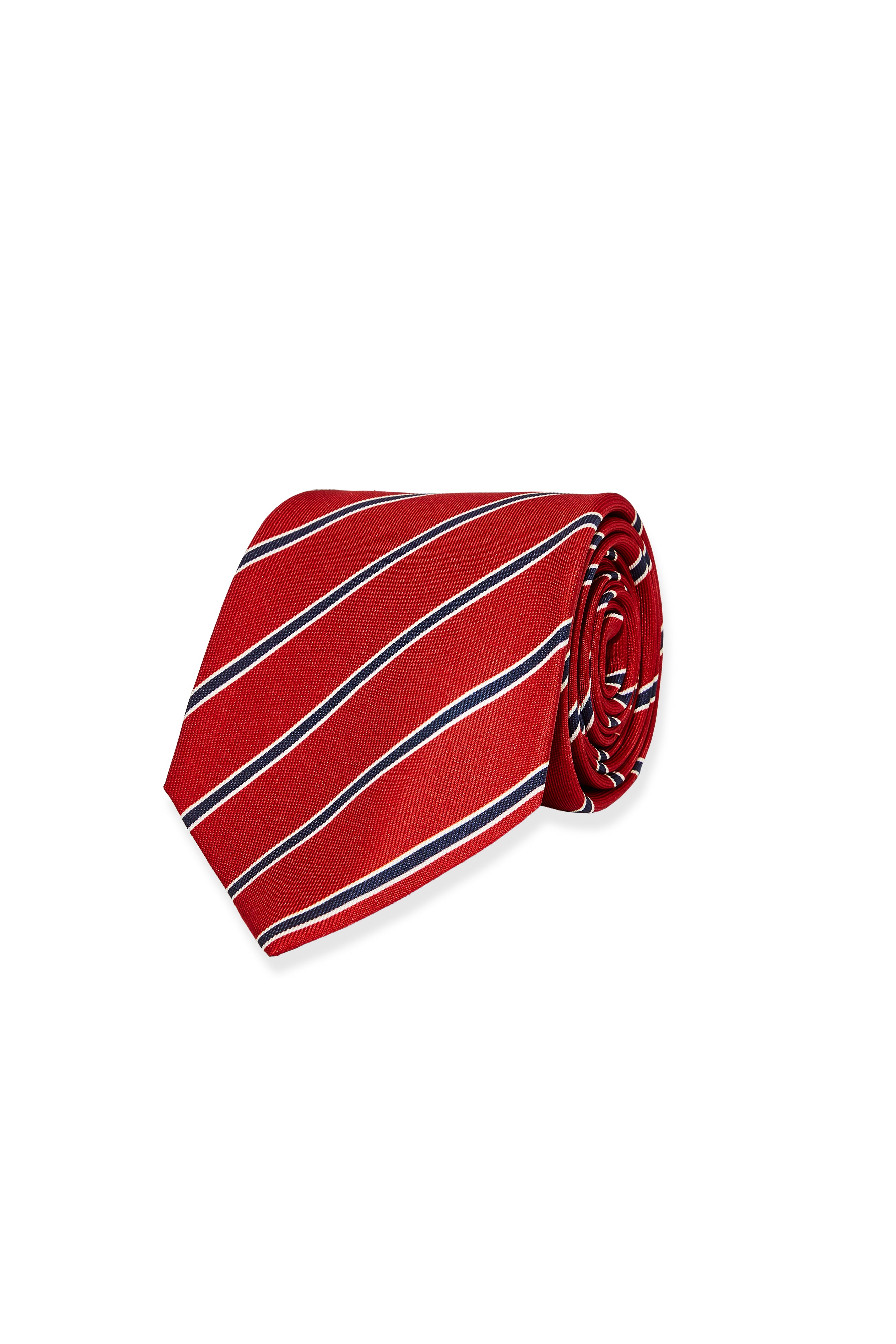 RED AND NAVY STRIPE SILK TIE