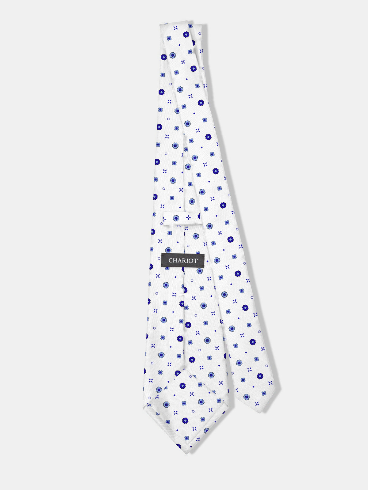 White Printed Silk Tie