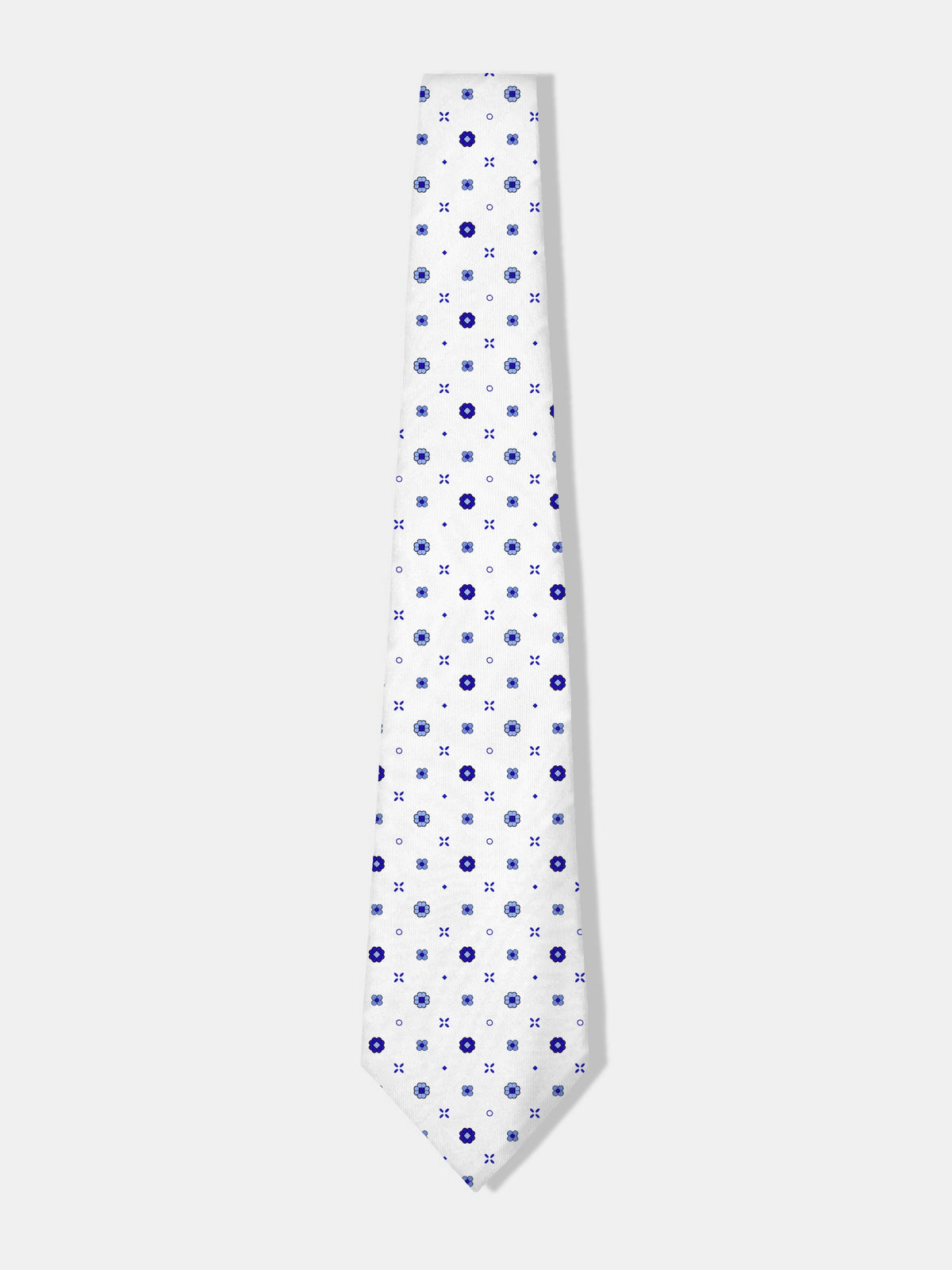 White Printed Silk Tie