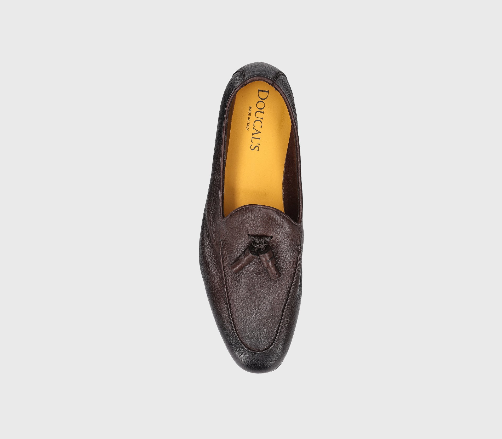 Dark brown deerskin leather loafer with tassels
