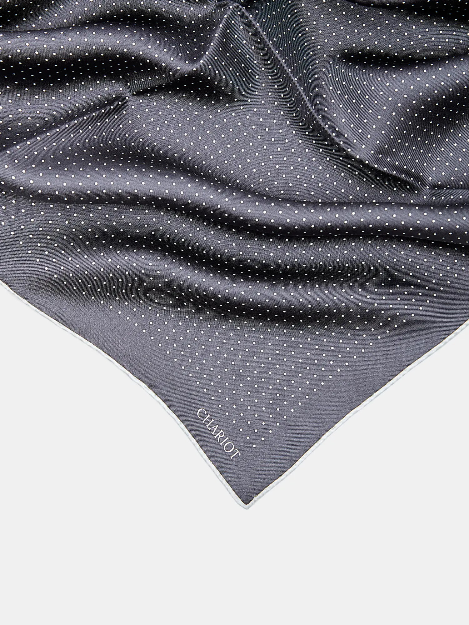 GRAY SPOT SILK POCKET SQUARE - CHARIOT