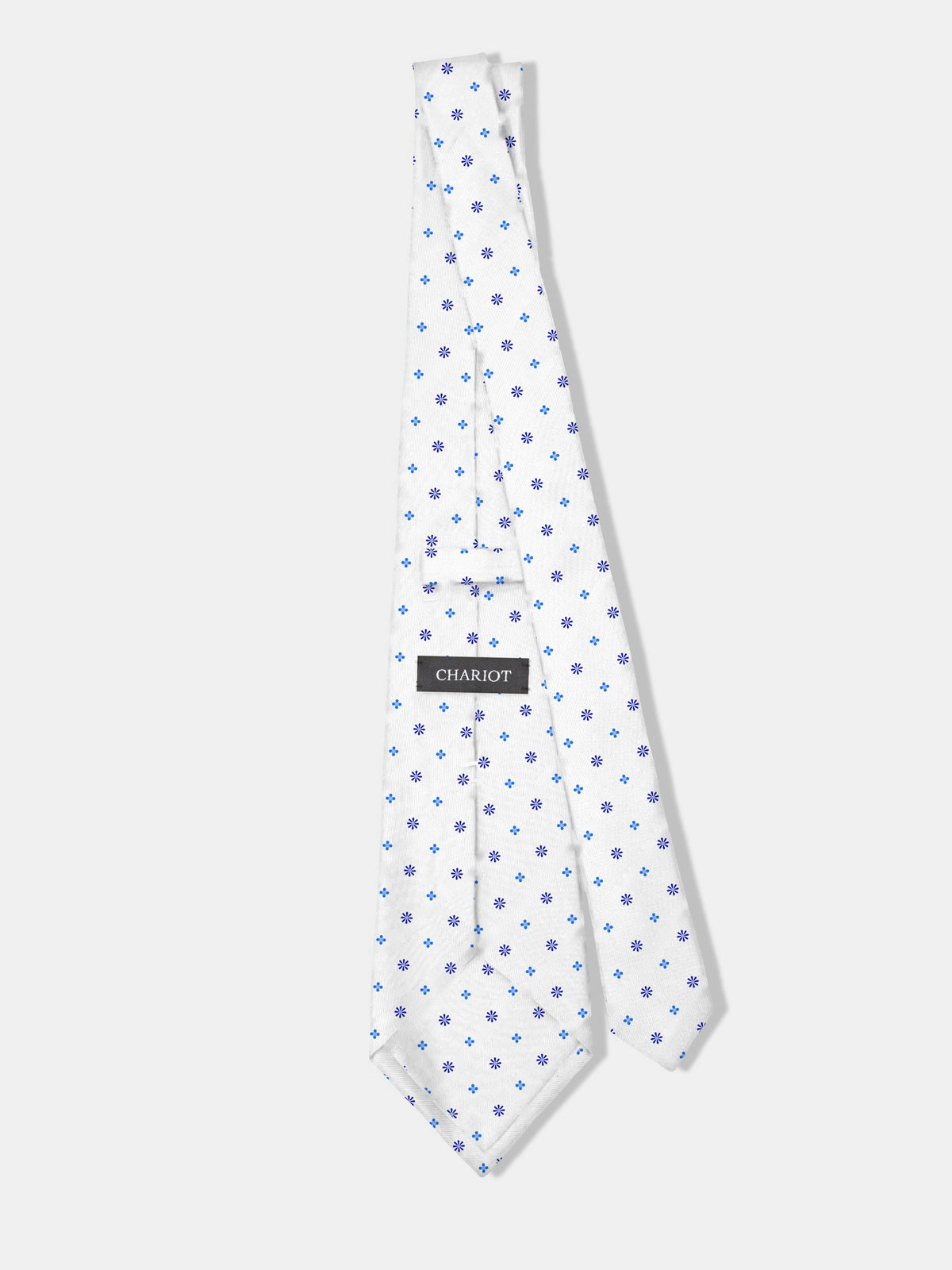 White Printed Silk Tie