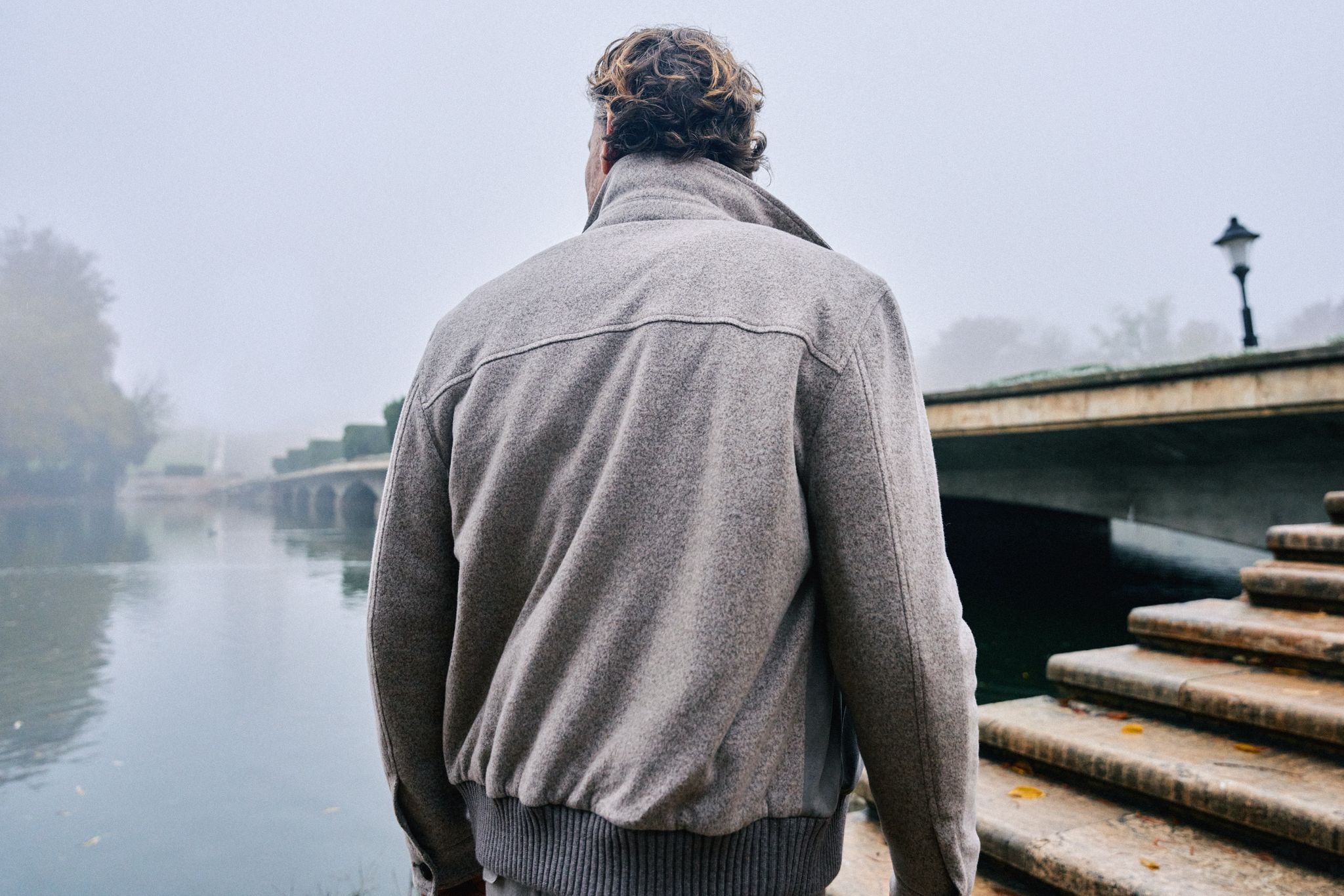 Wool-Cotton Bomber Jacket Beige