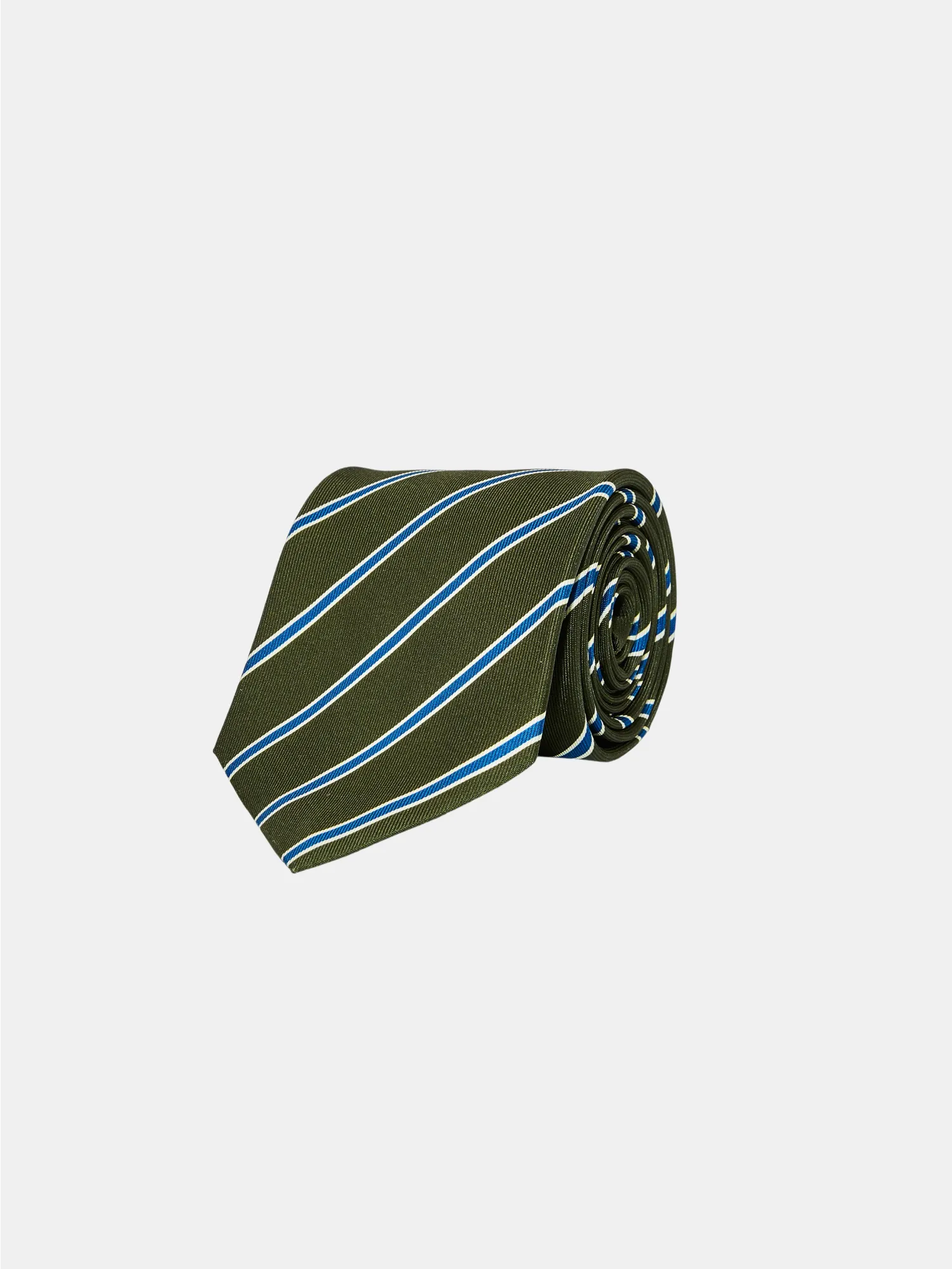 Green and Blue Stripe Silk Tie - CHARIOT