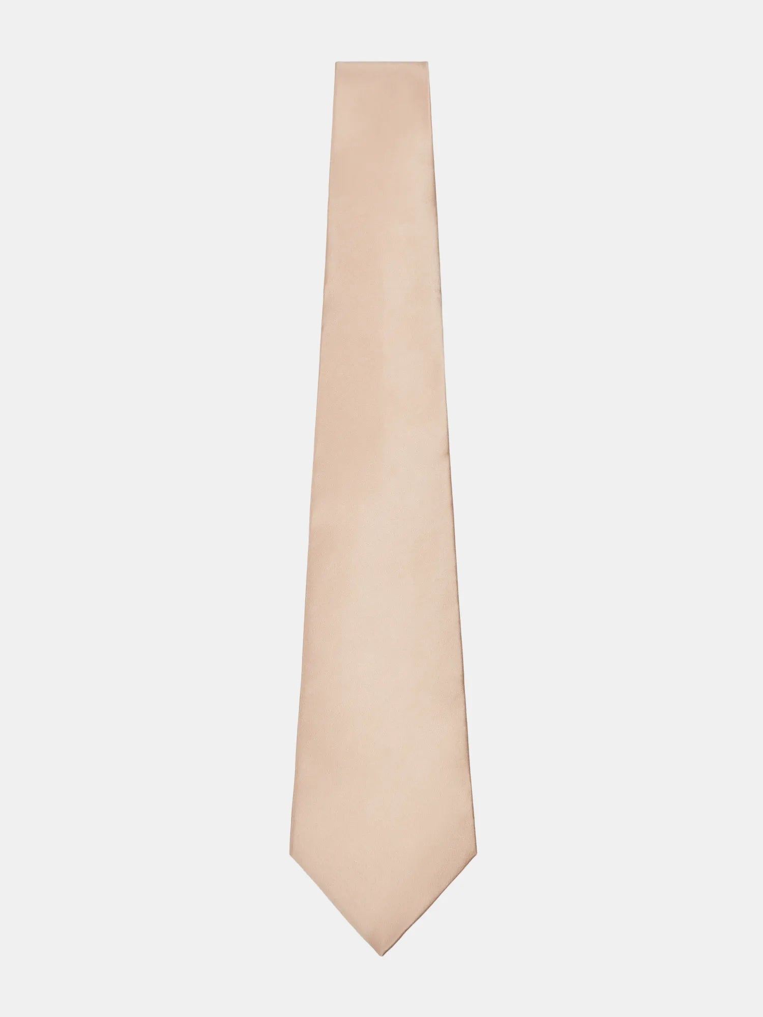 Beige Plain Satin Silk Tie - CHARIOT