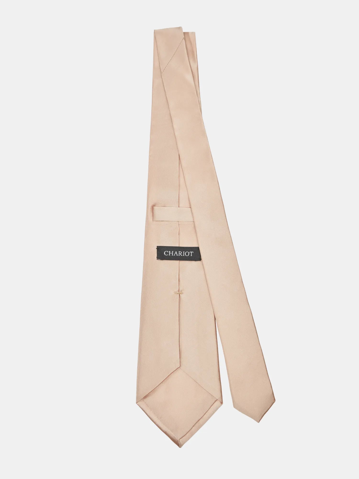 Beige Plain Satin Silk Tie - CHARIOT