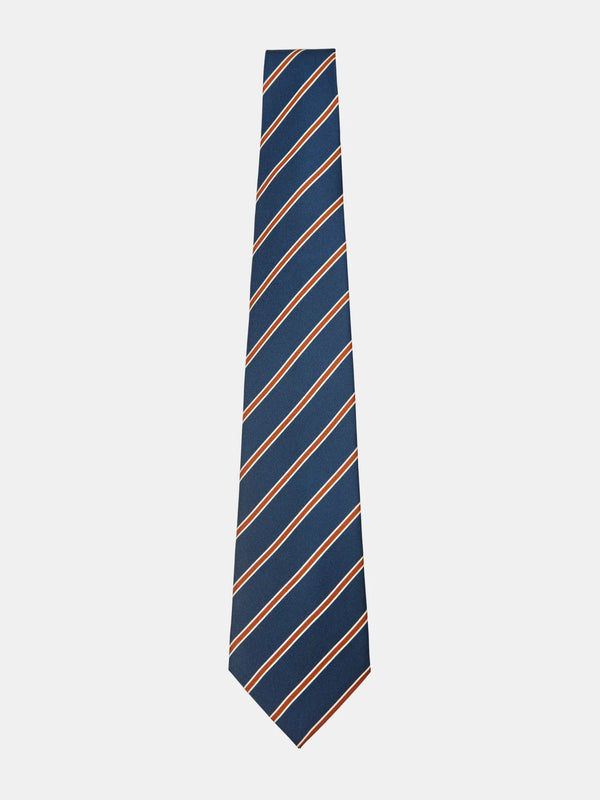 Navy and Red Stripe Silk Tie