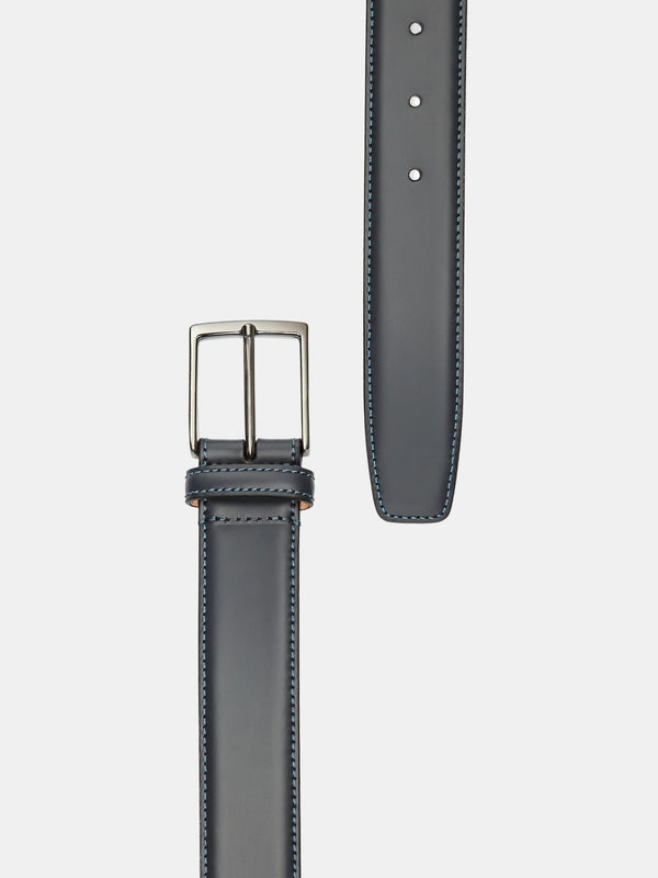 NAVY STITCHES LEATHER BELT