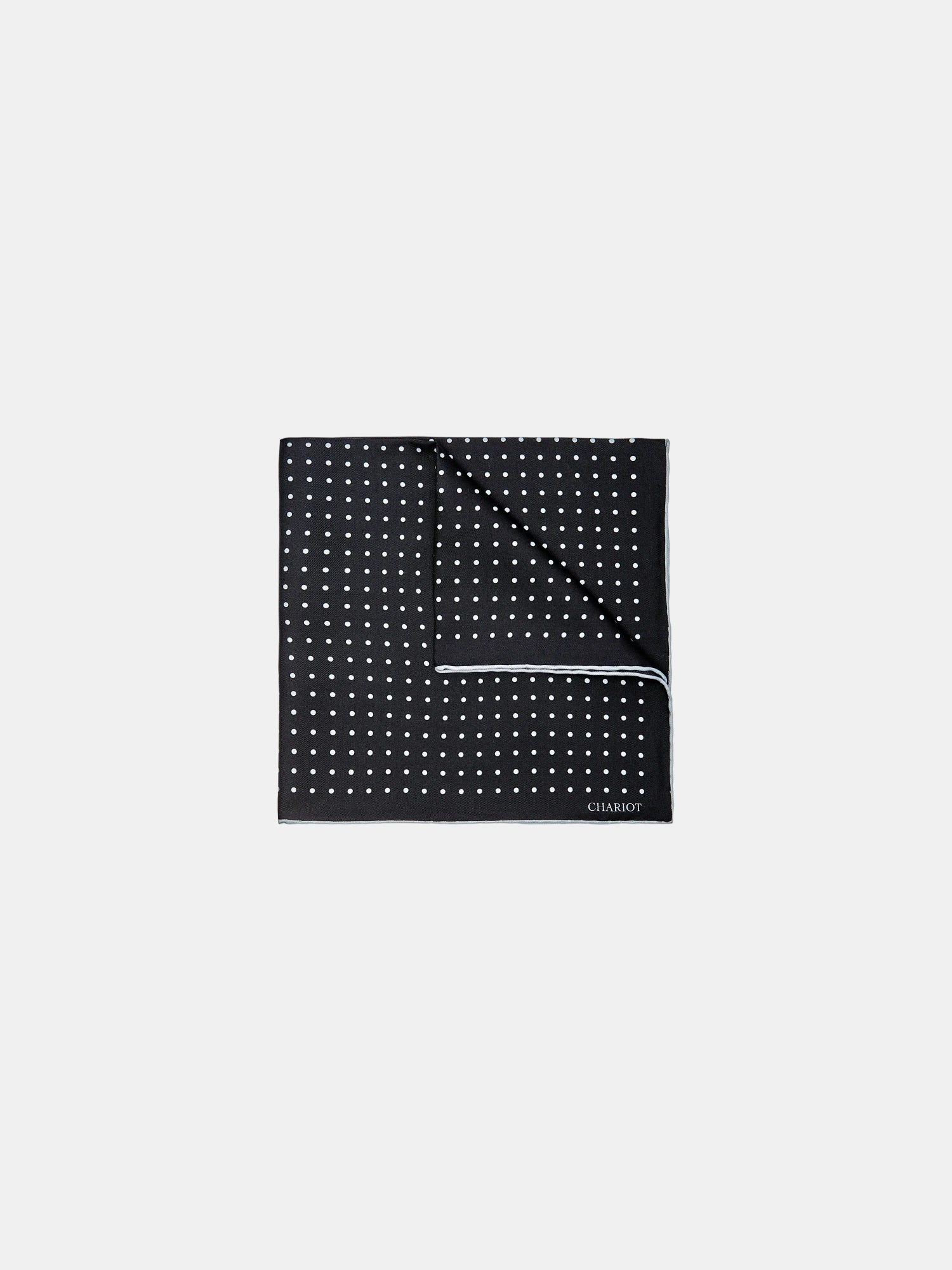 BLACK SPOT SILK POCKET SQUARE - CHARIOT
