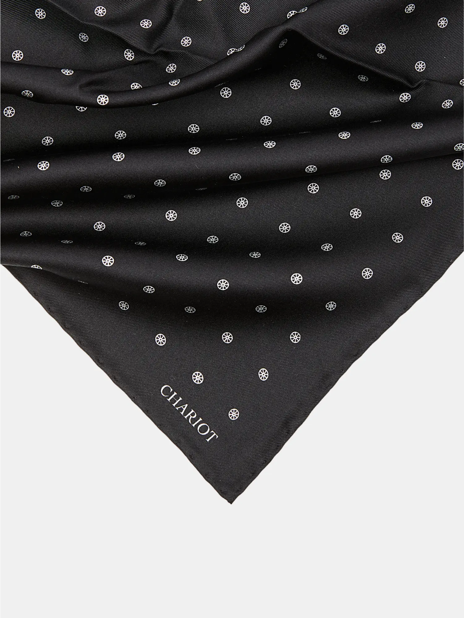 BLACK WHEEL POCKET SQUARE - CHARIOT