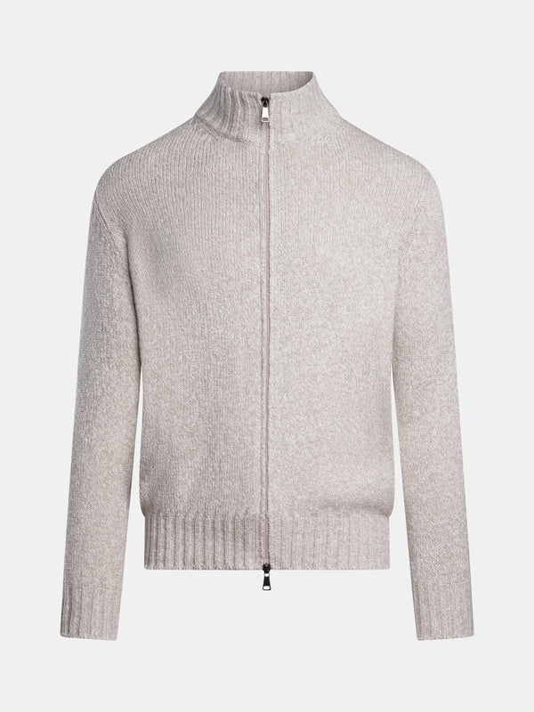 Knitted Cotton Zip Cardigan