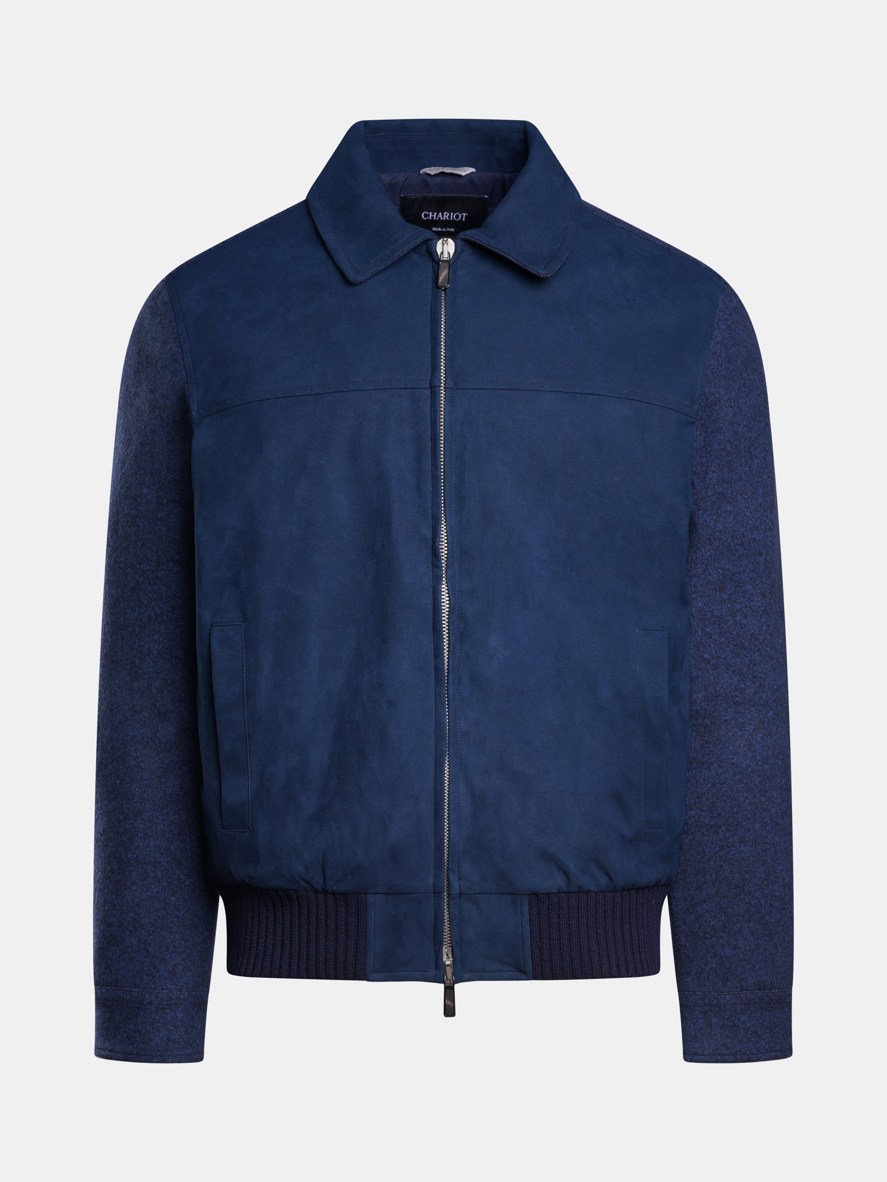 Wool-Cotton Bomber Jacket Navy