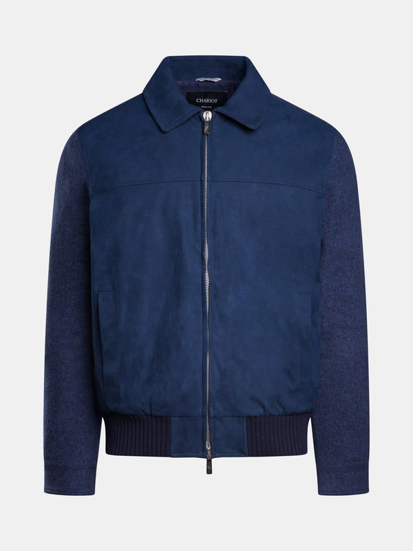 Wool-Cotton Bomber Jacket Navy