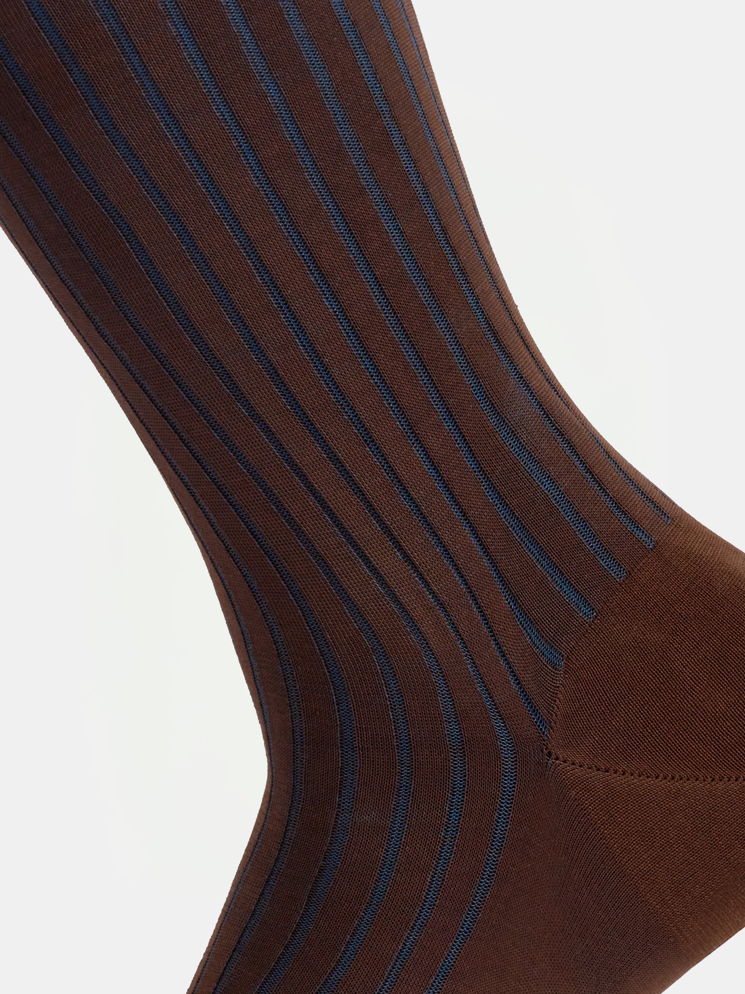 Brown/Navy Striped Socks - CHARIOT