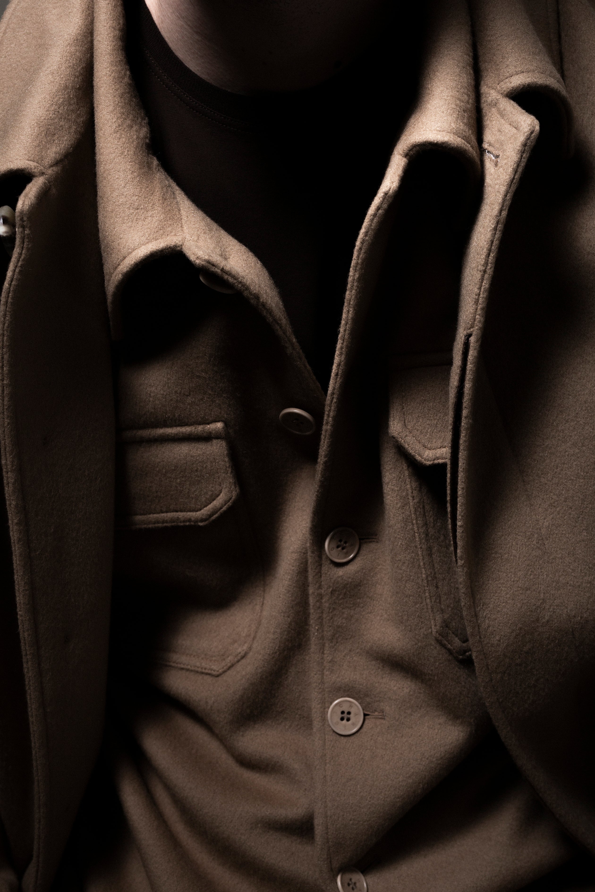 WOOL-CASHMERE BEIJE OVERSHIRT