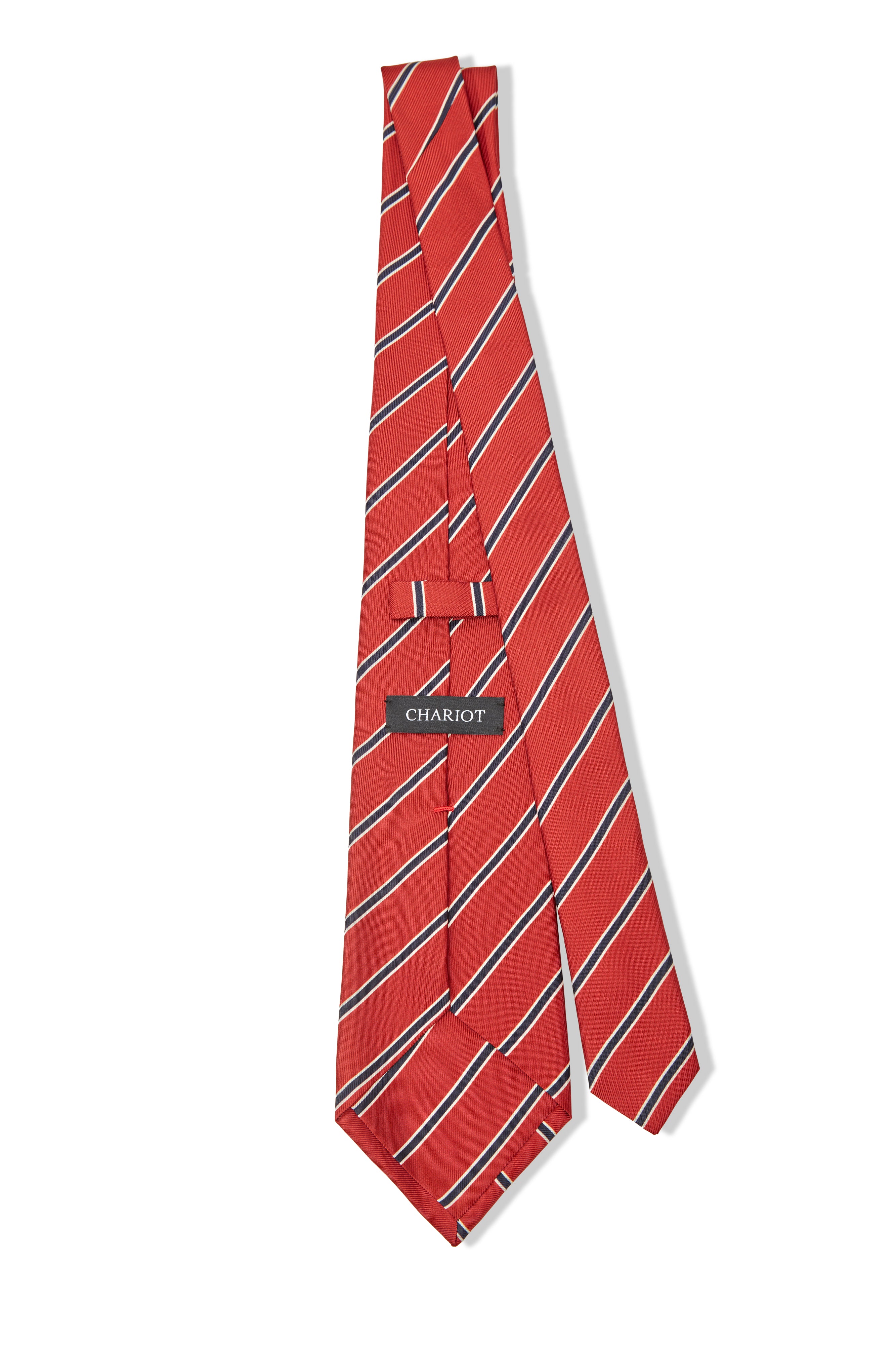 RED AND NAVY STRIPE SILK TIE
