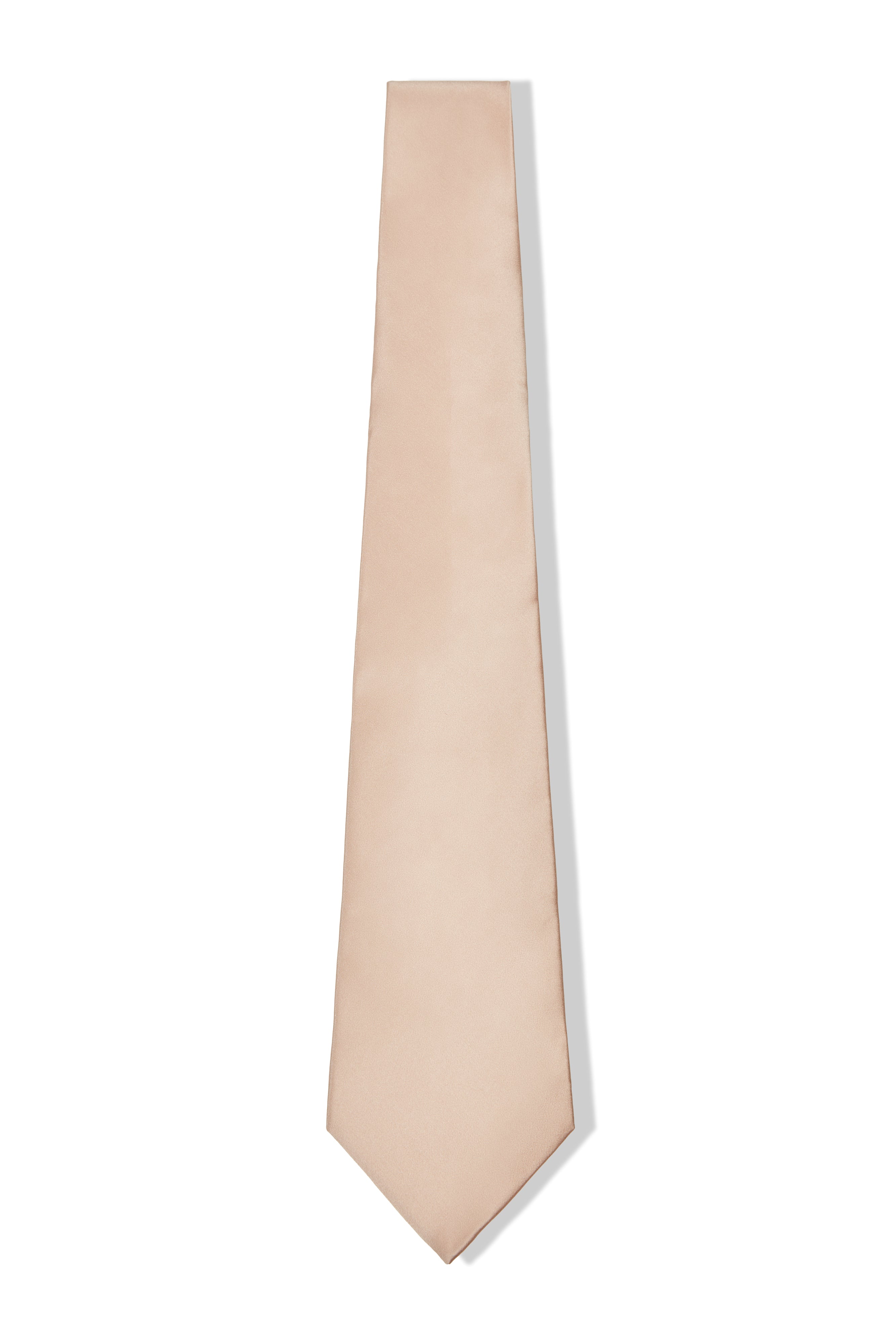 BEIGE PLAIN SATIN SILK TIE