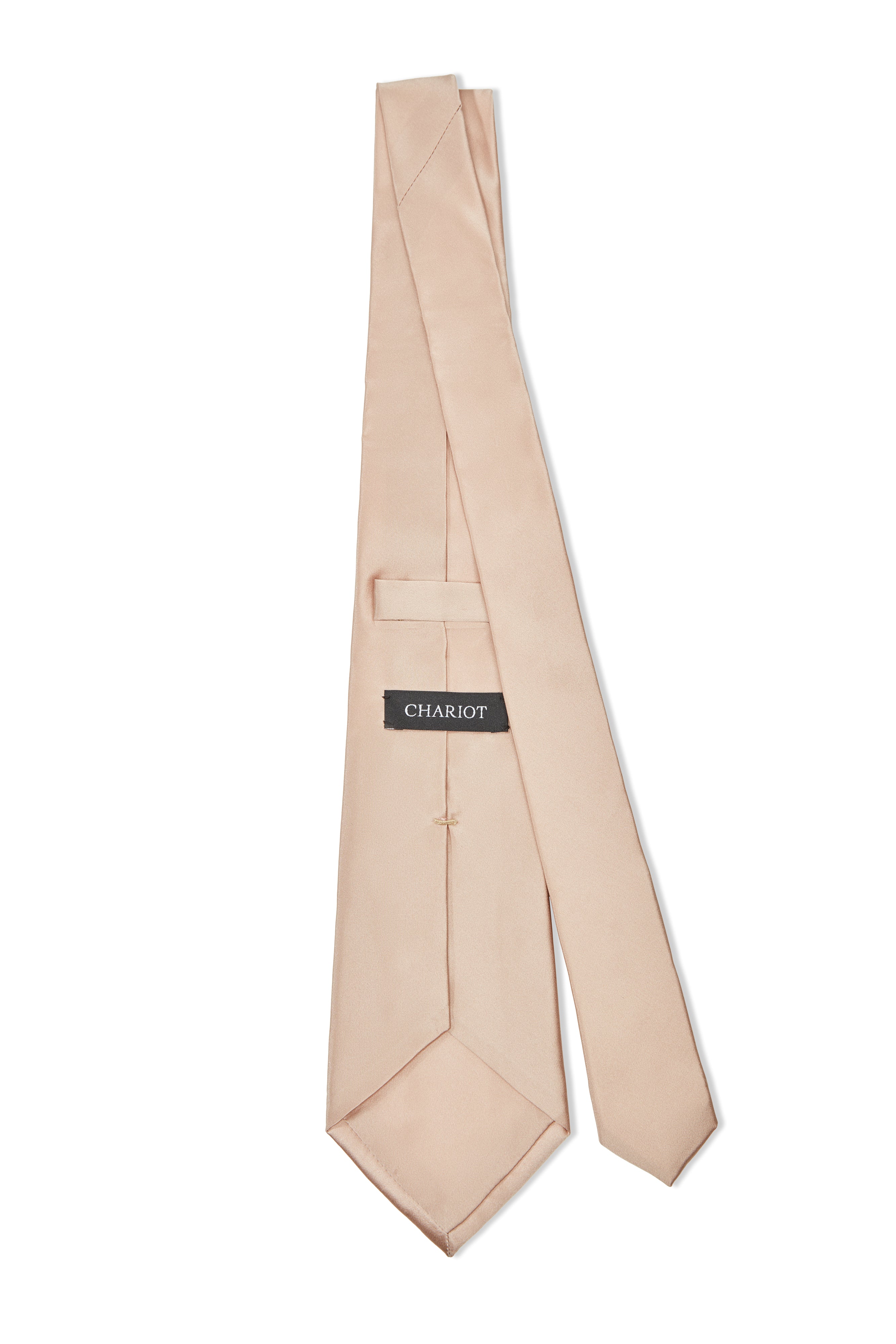 BEIGE PLAIN SATIN SILK TIE