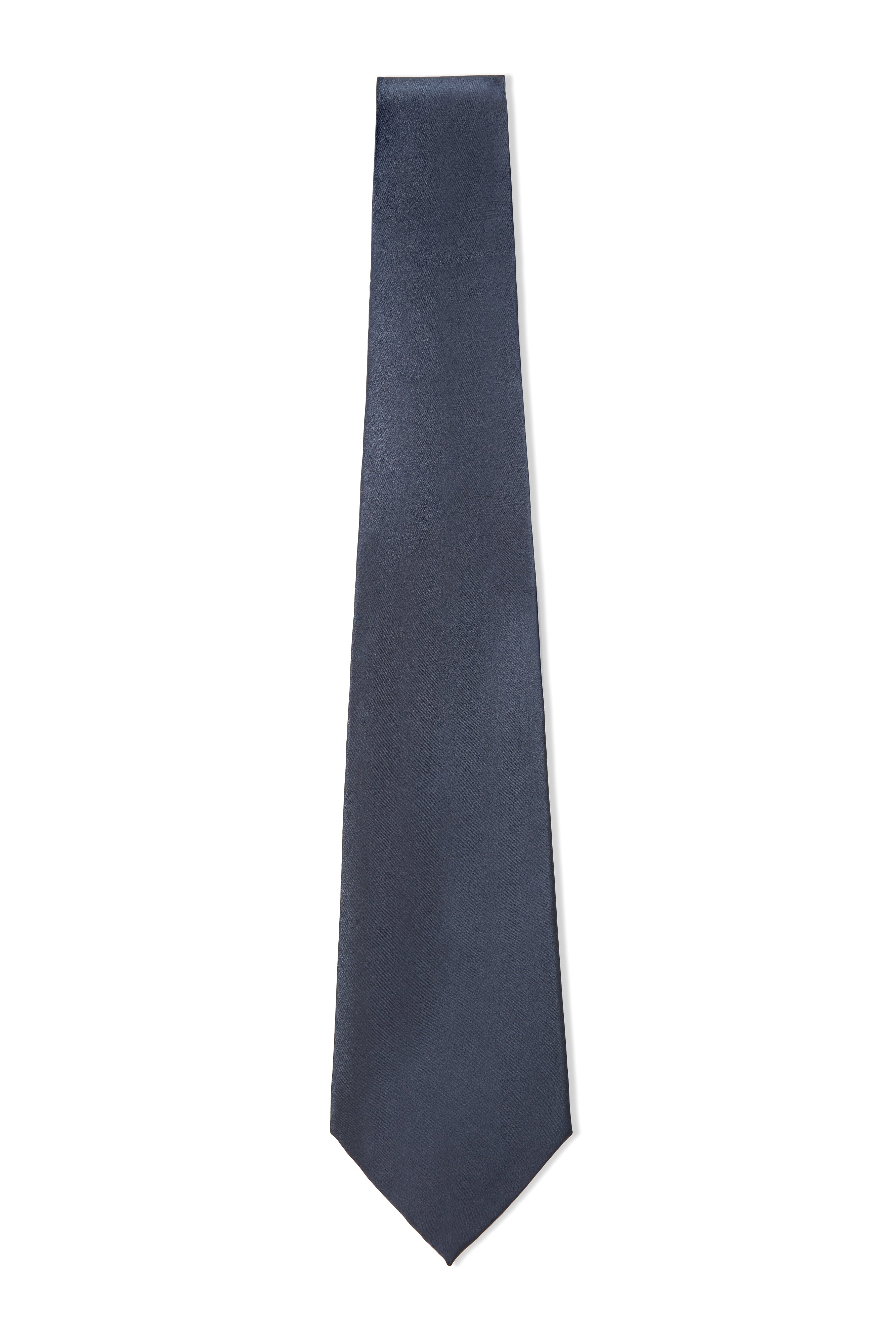 NAVY PLAIN SATIN SILK TIE