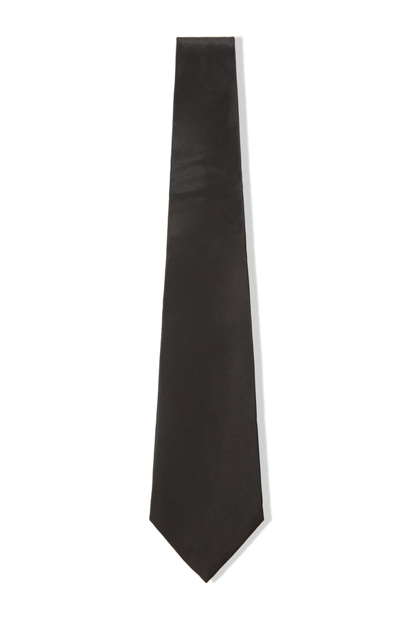 BLACK PLAIN SATIN SILK TIE
