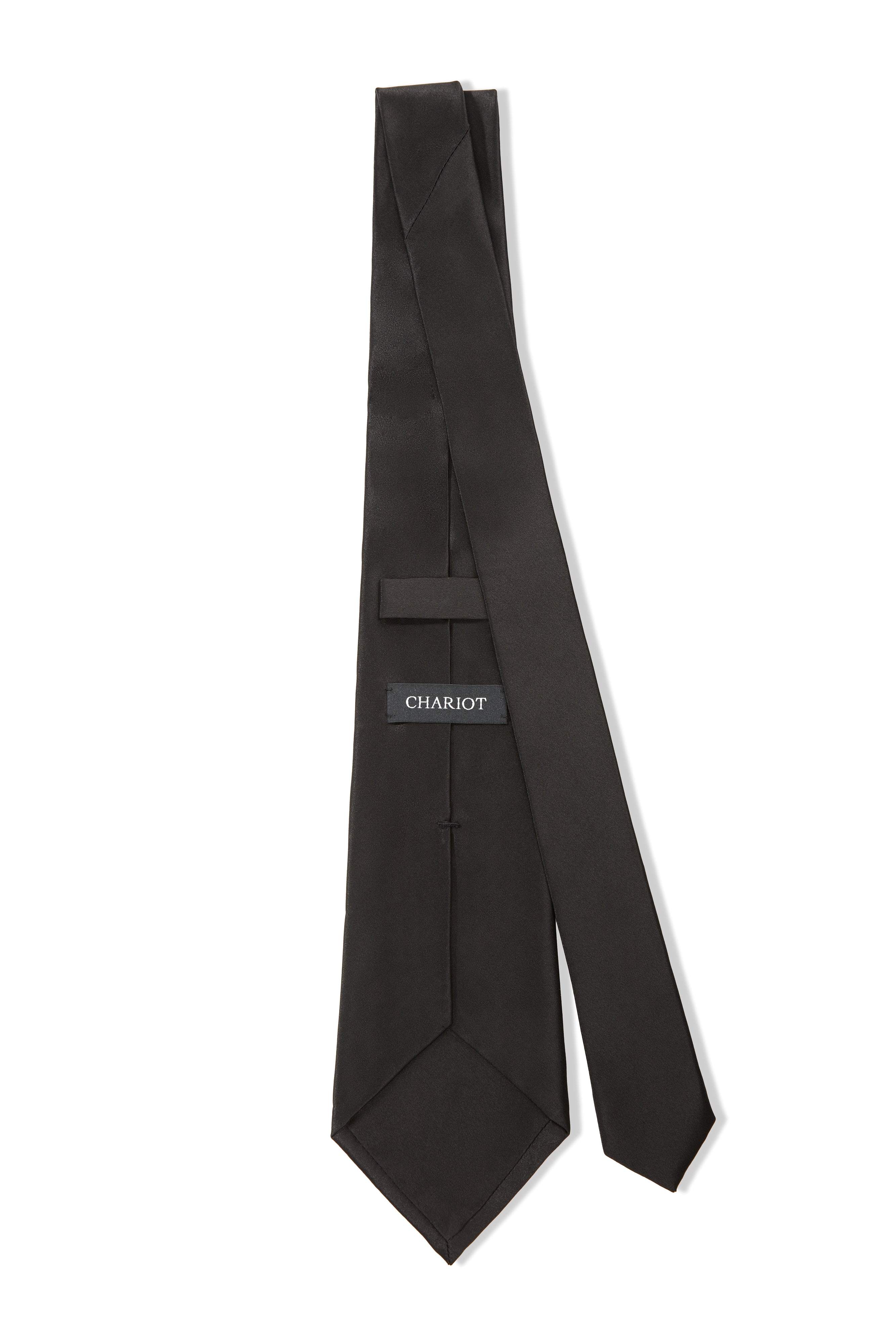 BLACK PLAIN SATIN SILK TIE