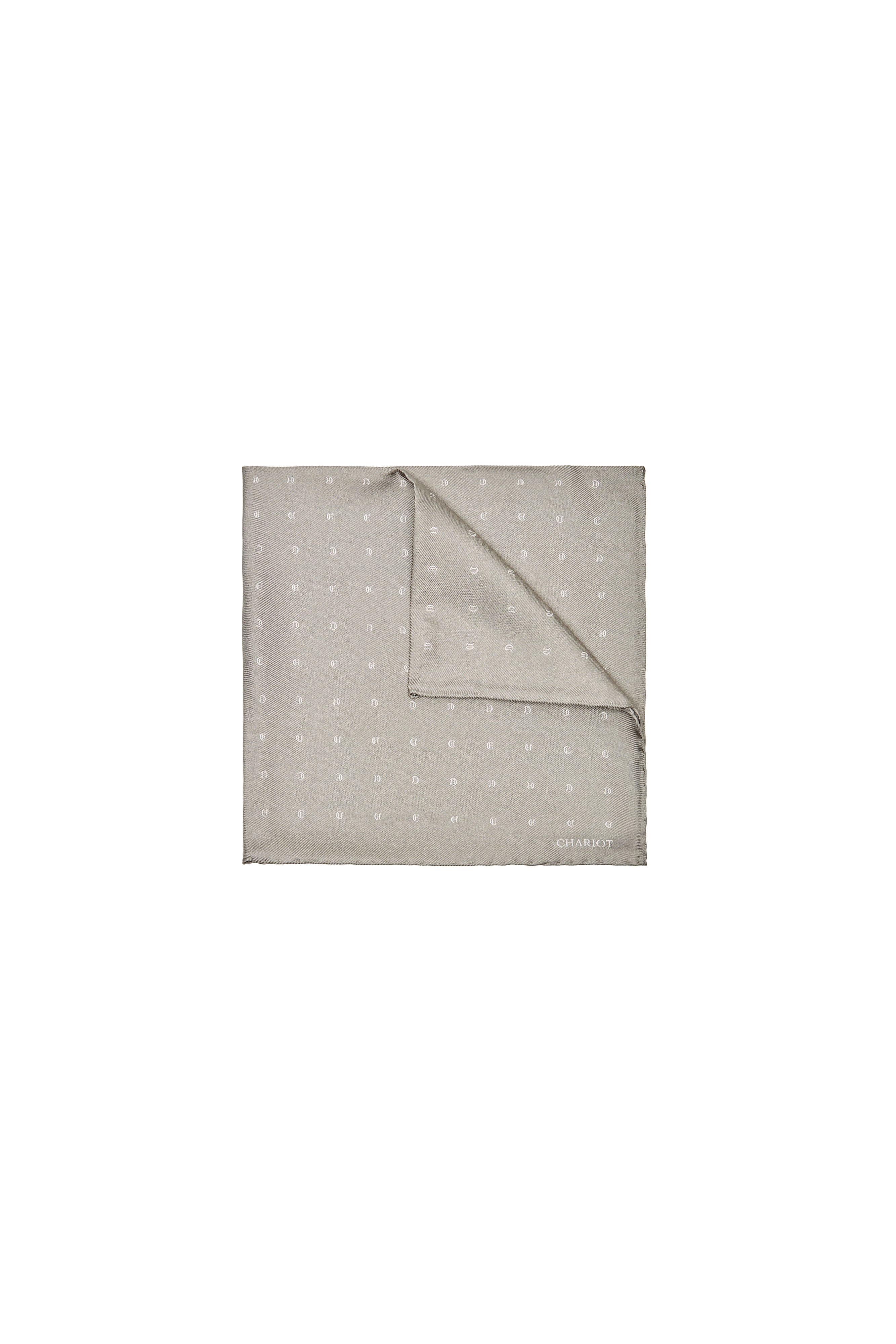 BEIGE MONOGRAM SILK POCKET SQUARE