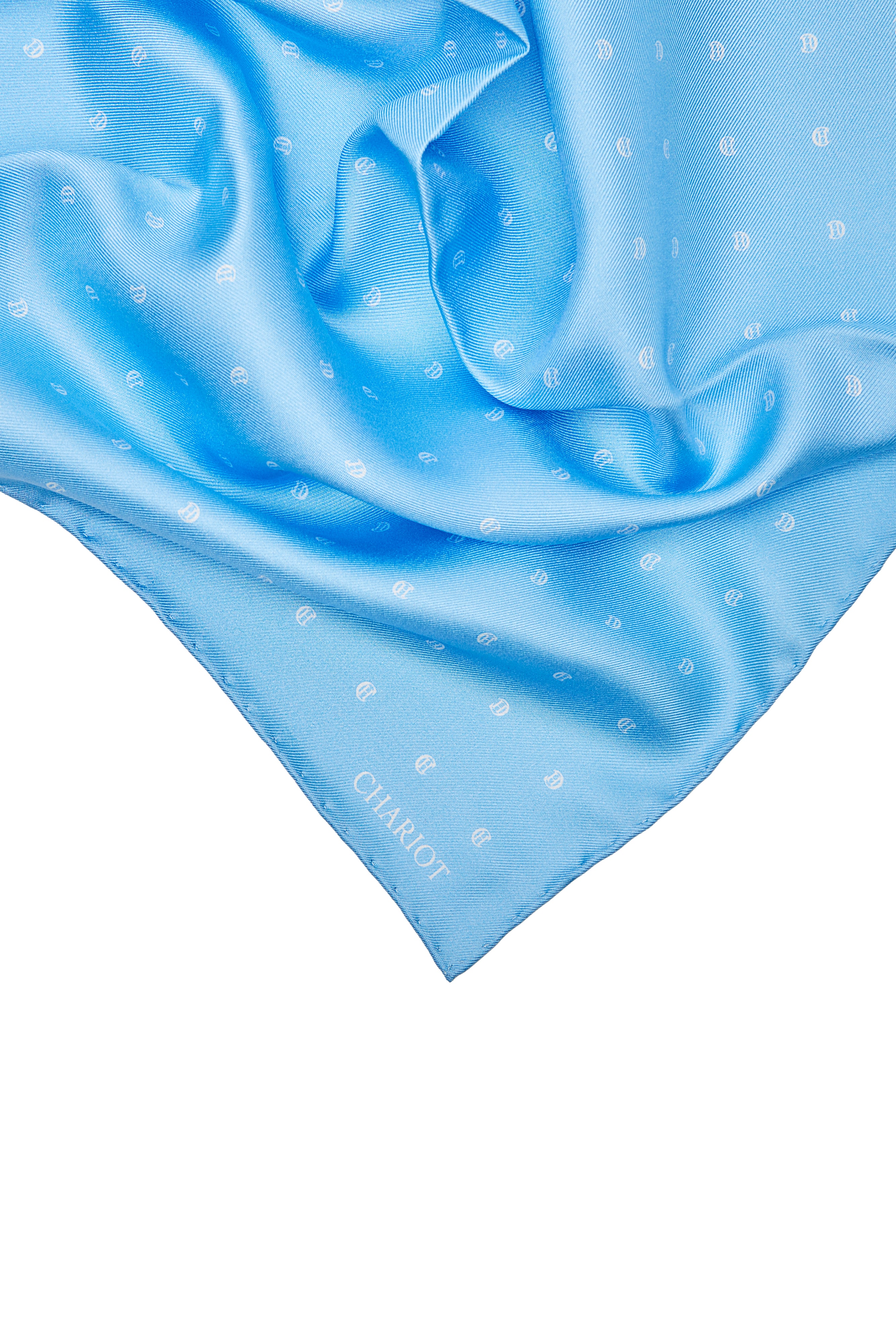 LIGHT BLUE MONOGRAM SILK POCKET SQUARE